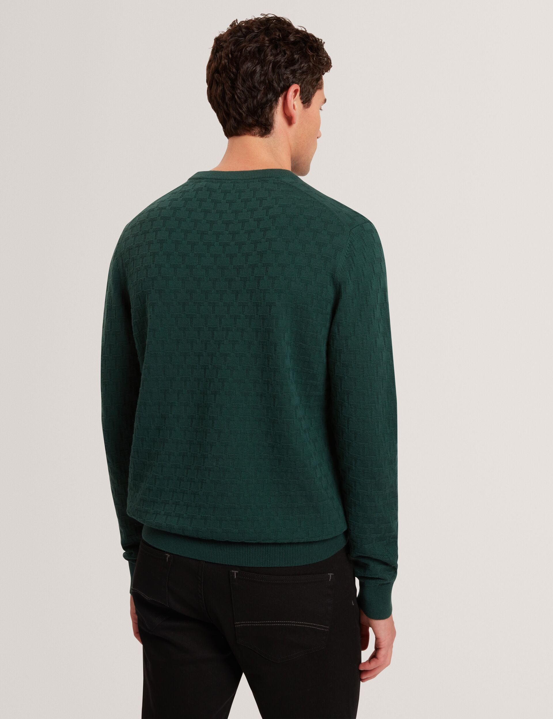 Ted Baker Sainsy Branded Texture Crew Neck Jumper