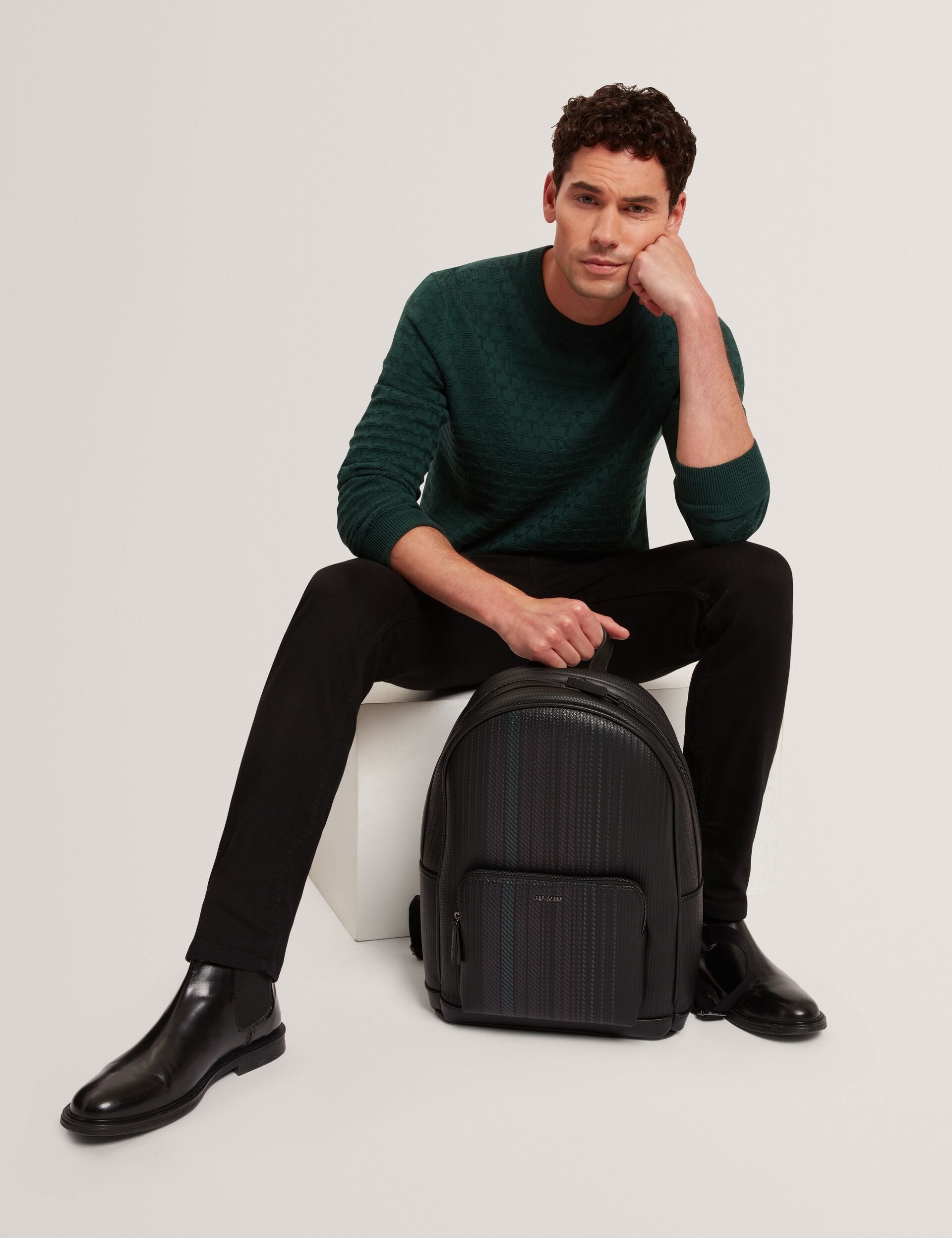 Ted Baker Sainsy Branded Texture Crew Neck Jumper