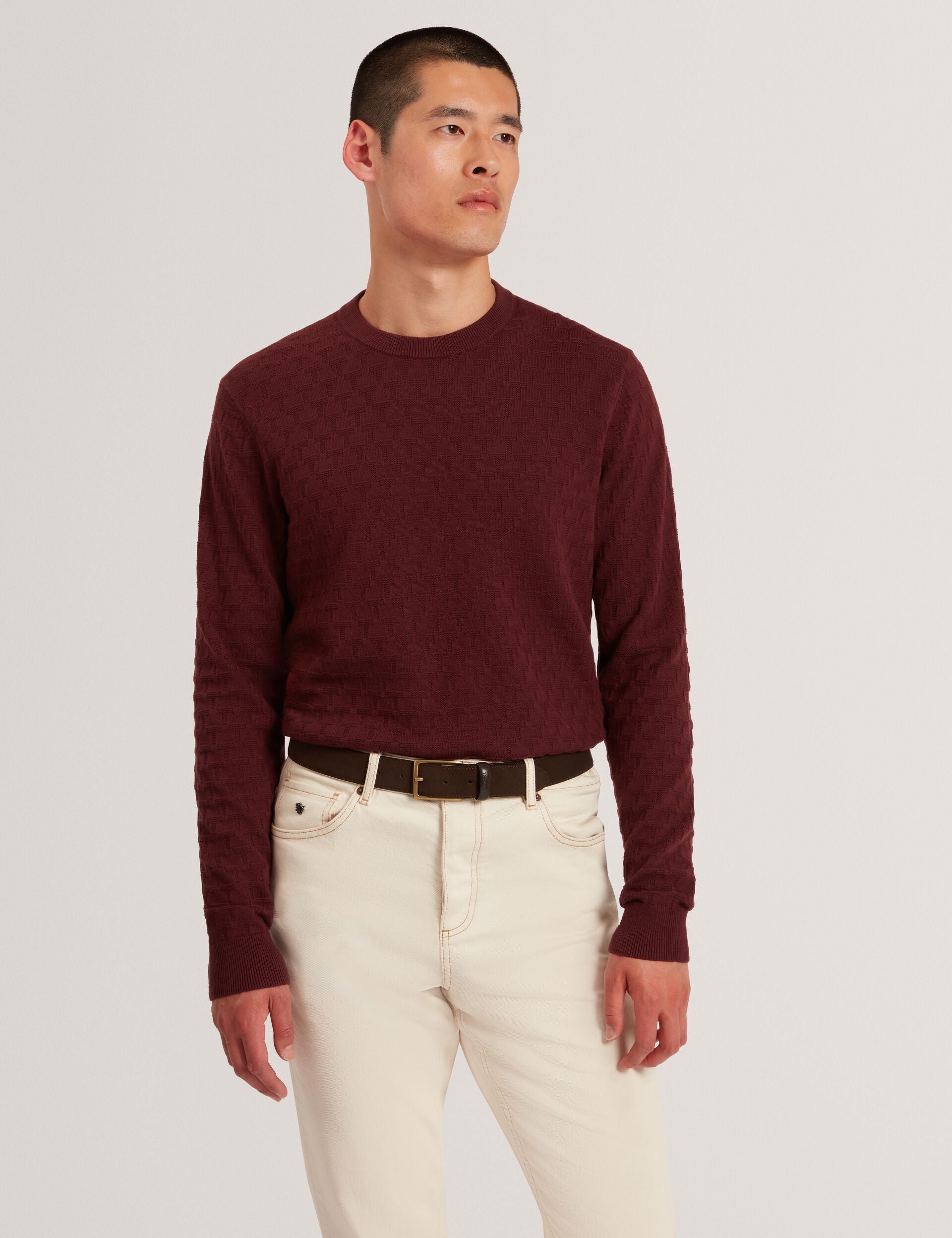 Ted Baker Sainsy Branded Texture Crew Neck Jumper