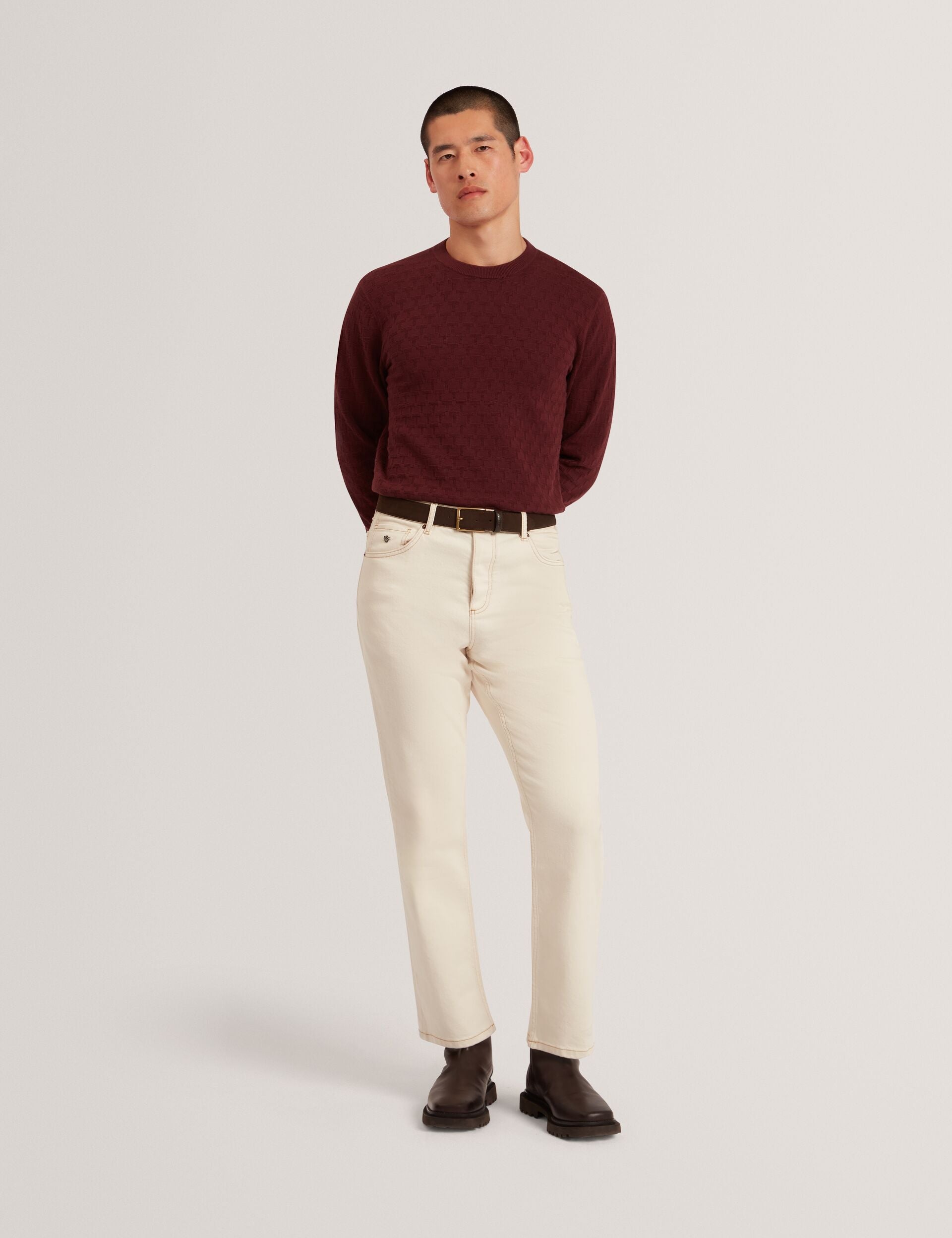 Ted Baker Sainsy Branded Texture Crew Neck Jumper