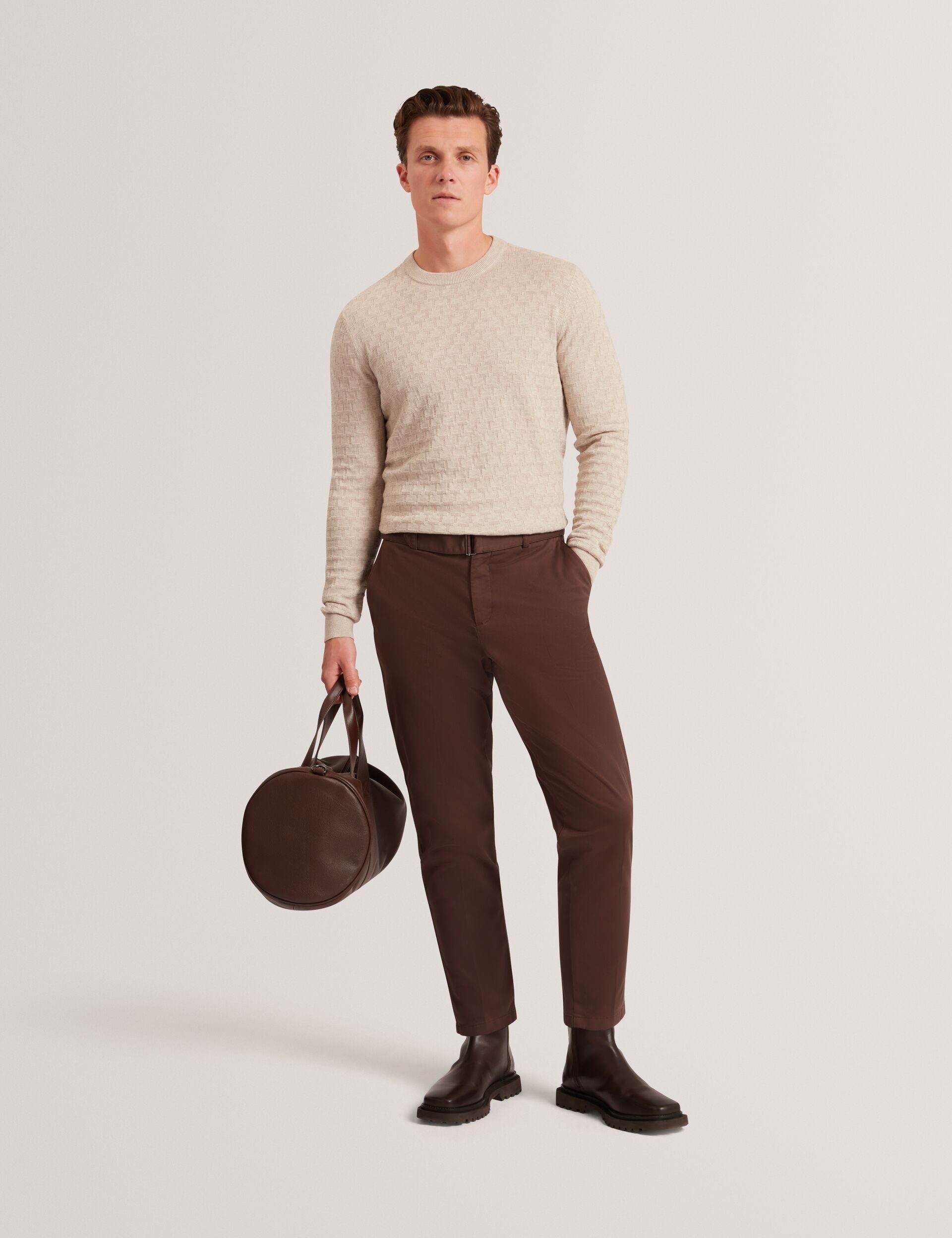 Ted Baker Sainsy Branded Texture Crew Neck Jumper