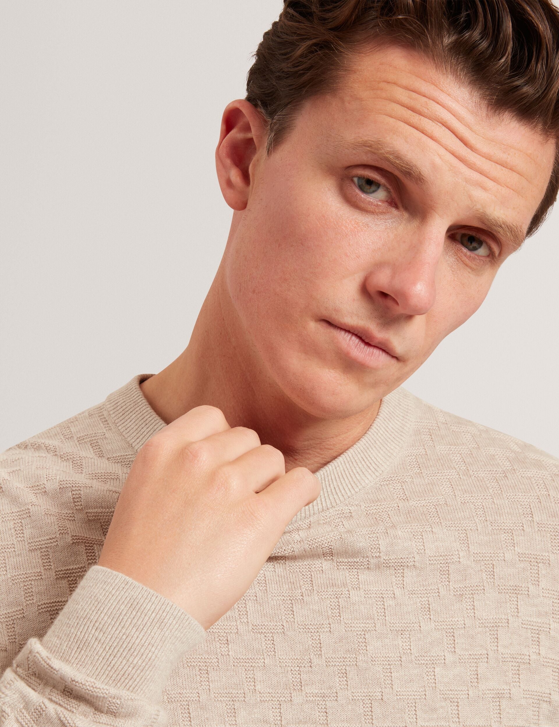 Ted Baker Sainsy Branded Texture Crew Neck Jumper