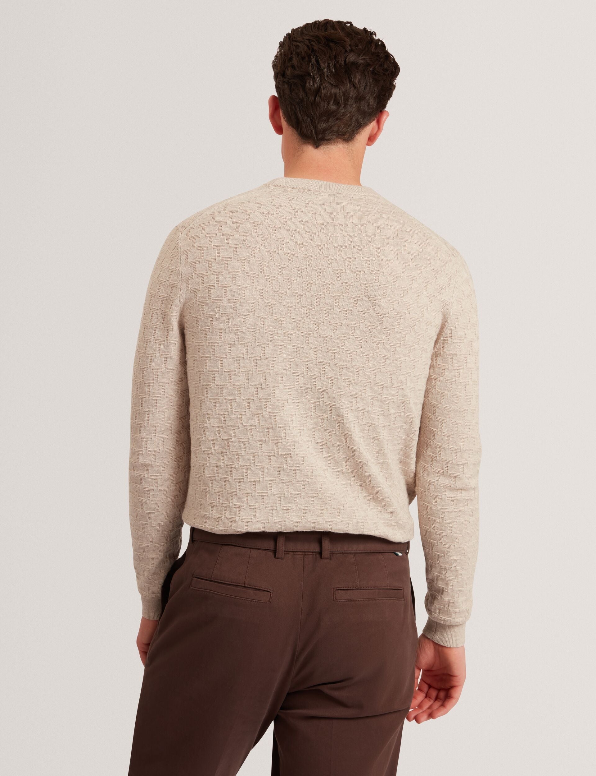 Ted Baker Sainsy Branded Texture Crew Neck Jumper