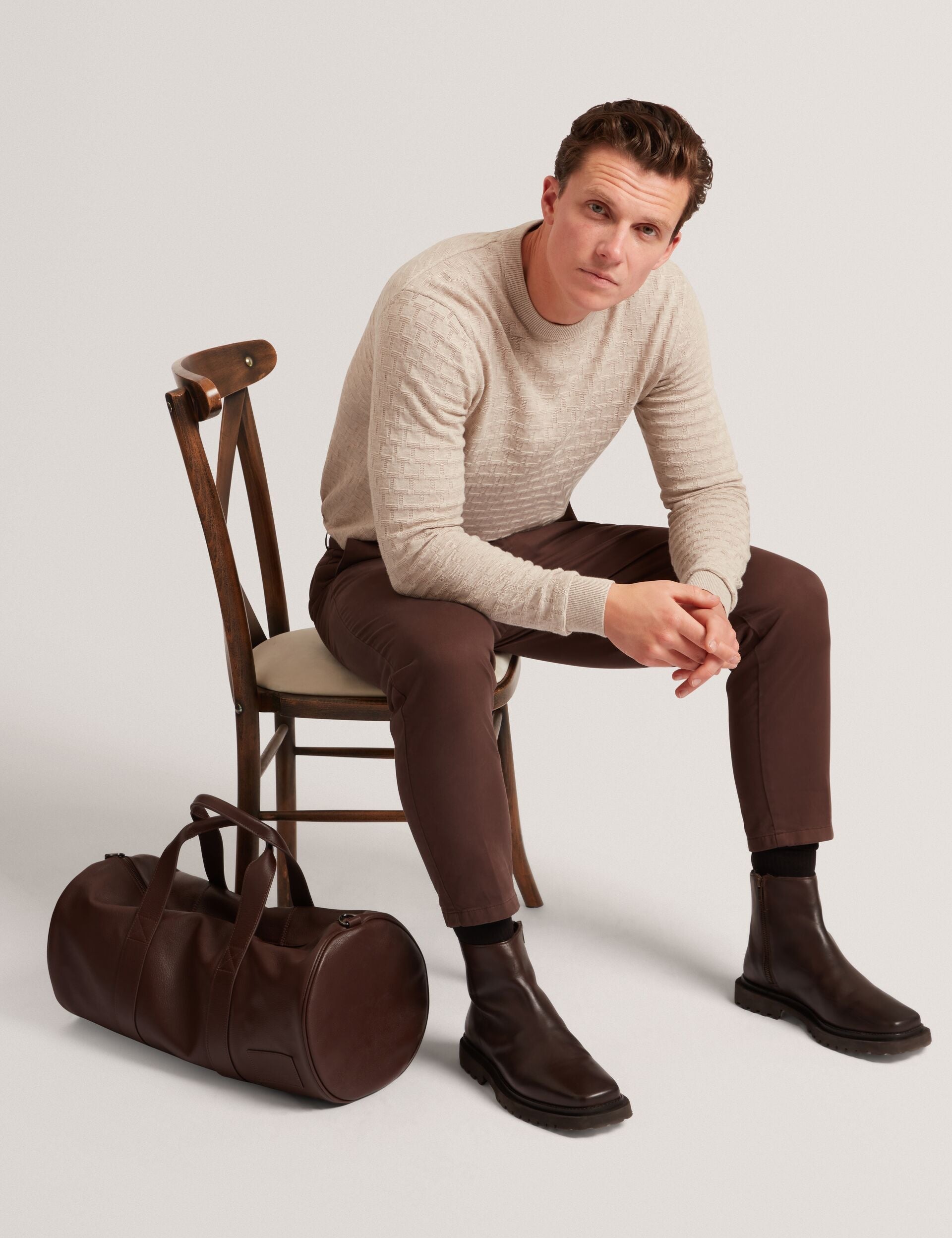 Ted Baker Sainsy Branded Texture Crew Neck Jumper