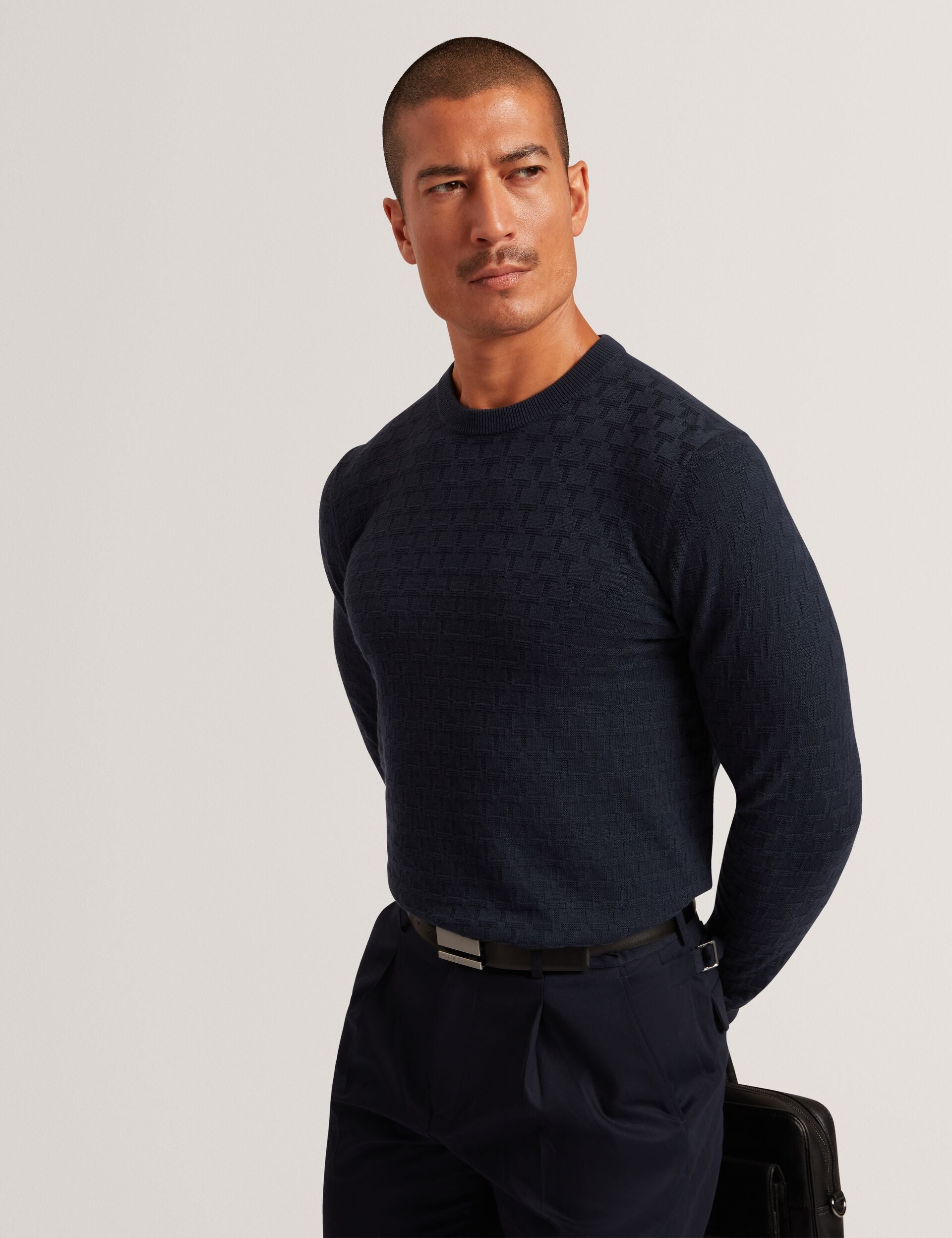 Ted Baker Sainsy Branded Texture Crew Neck Jumper