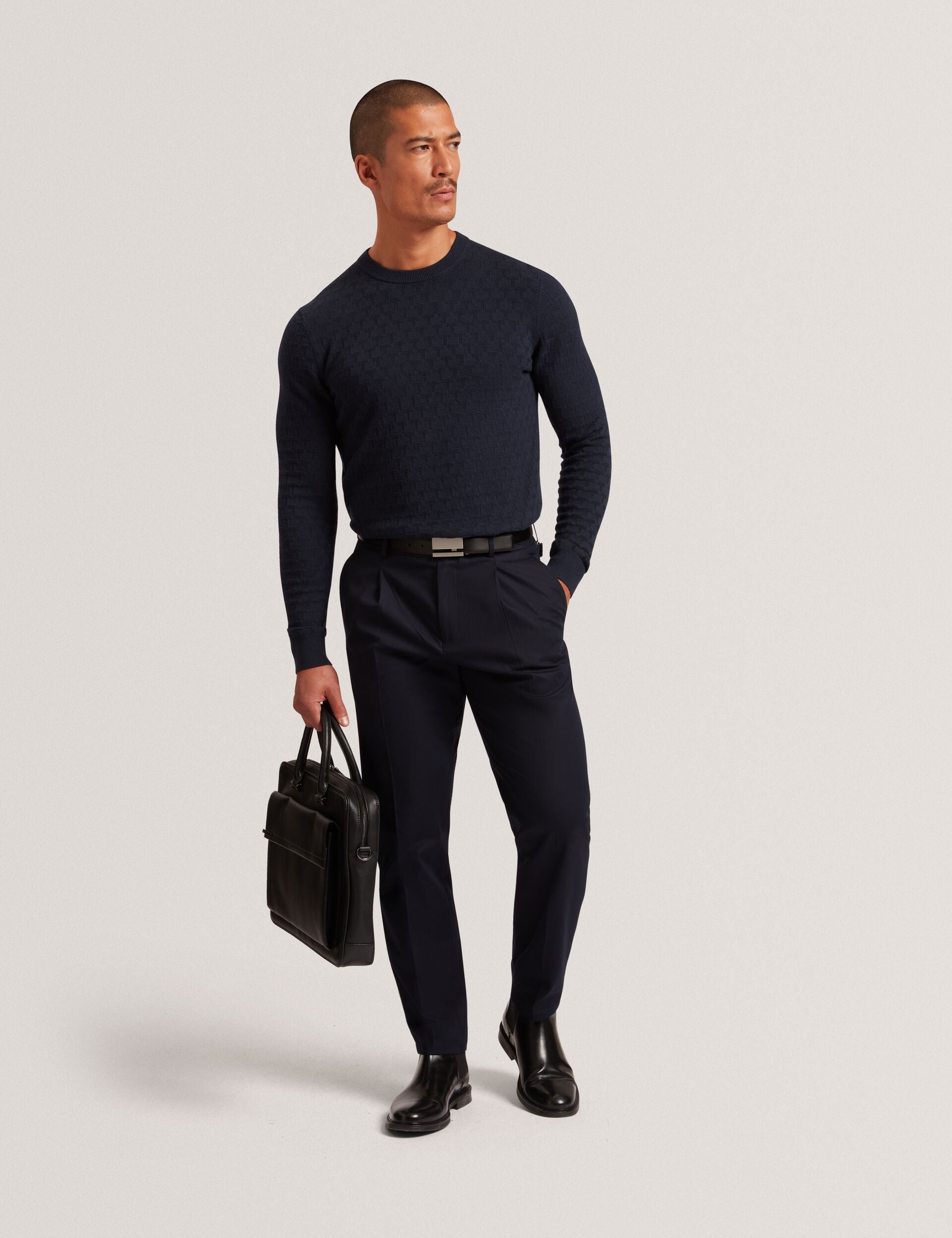 Ted Baker Sainsy Branded Texture Crew Neck Jumper