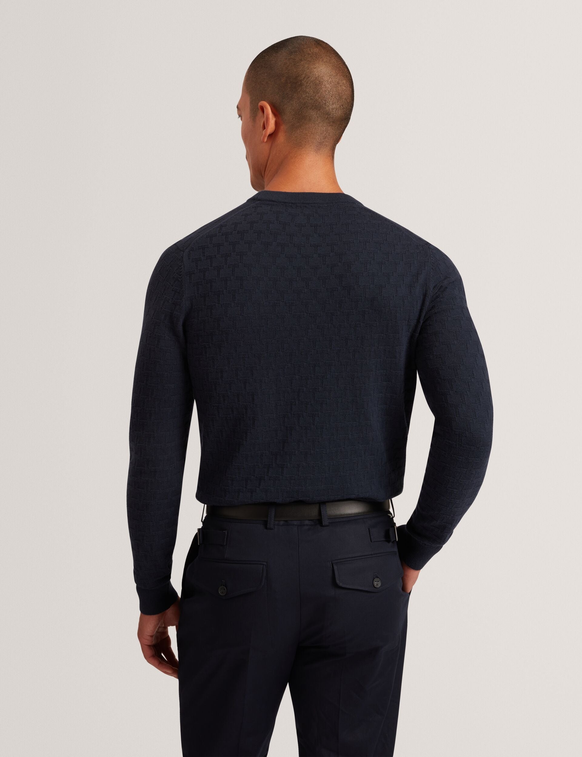Ted Baker Sainsy Branded Texture Crew Neck Jumper