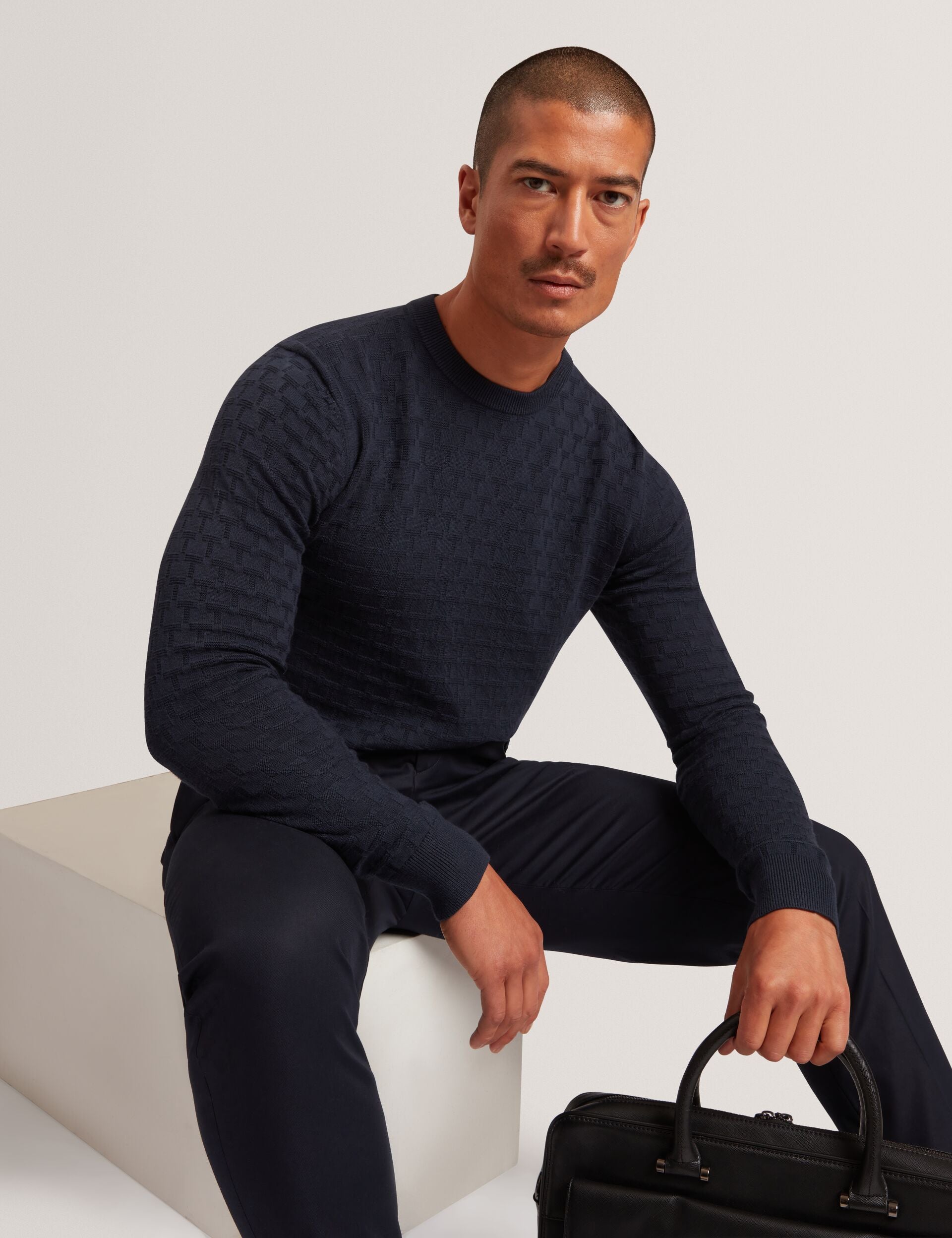 Ted Baker Sainsy Branded Texture Crew Neck Jumper