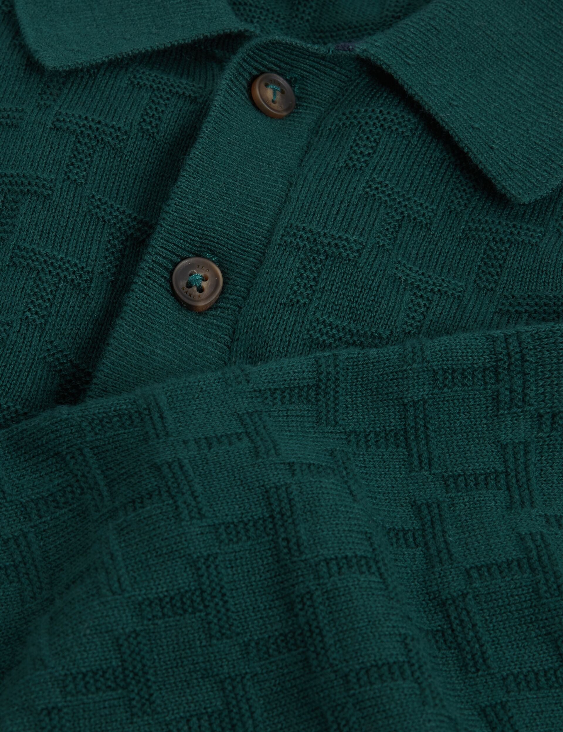 Ted Baker Gaten Branded Texture Knit Long Sleeve Polo