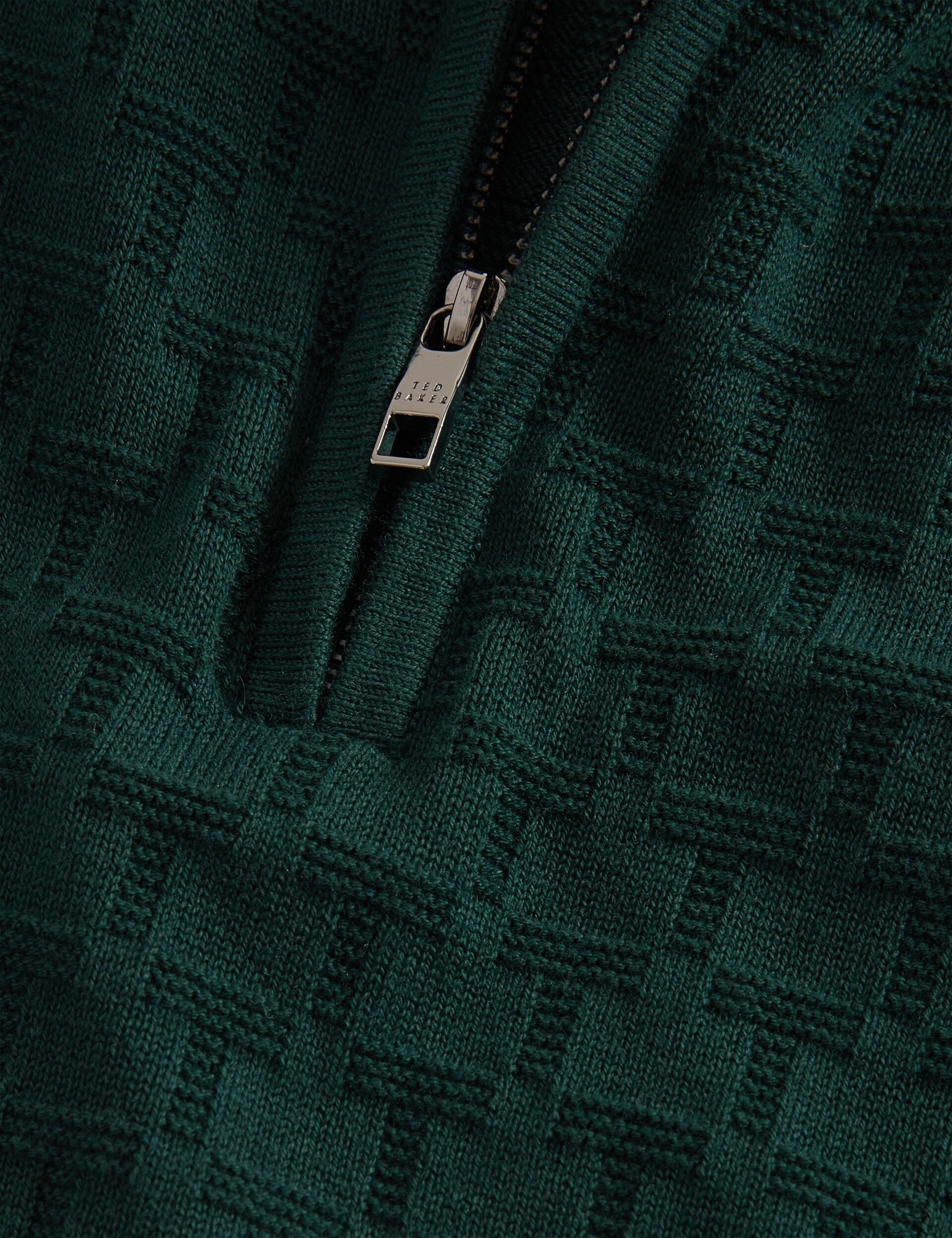 Ted Baker Jeremee Branded Texture Zip Neck Jumper