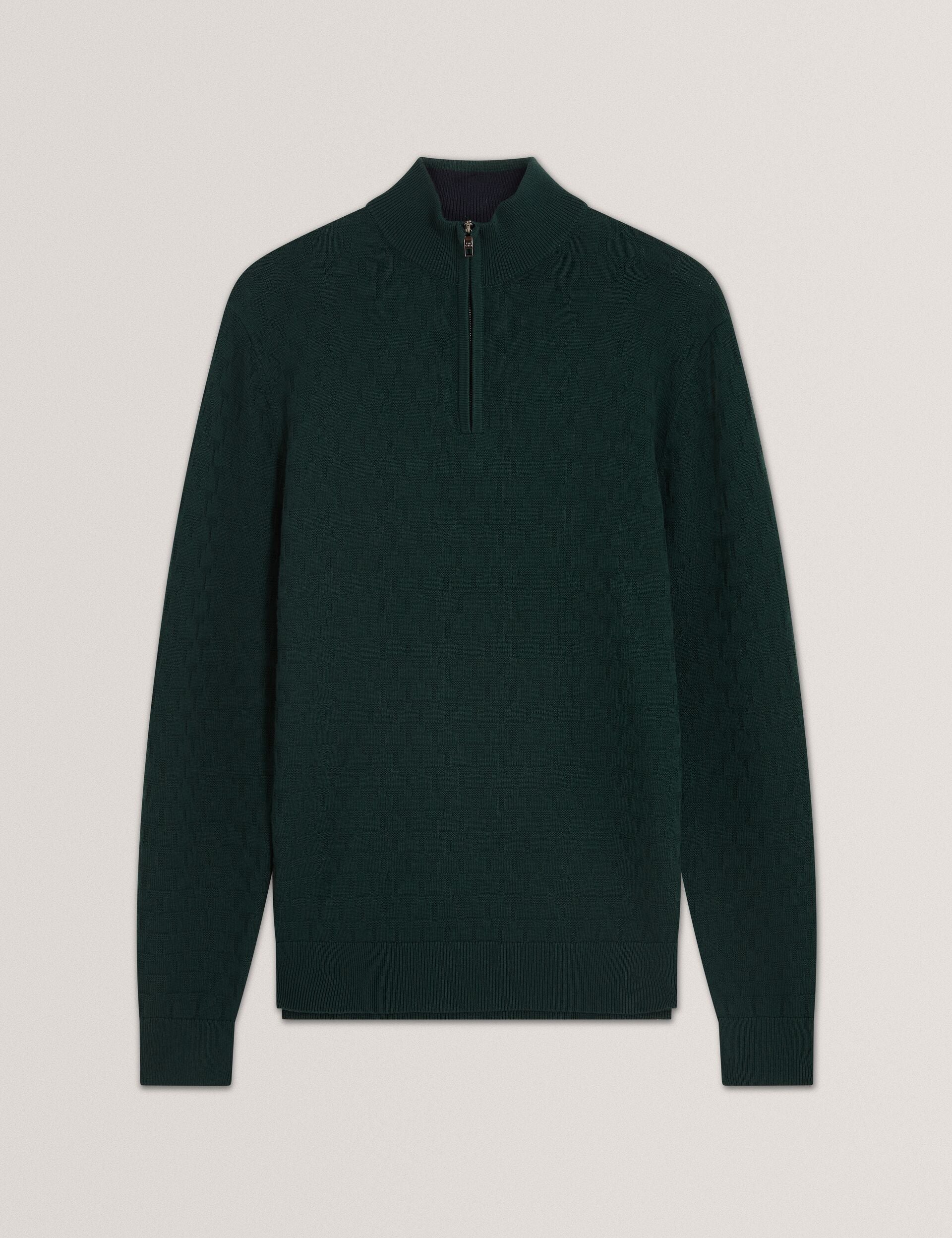 Ted Baker Jeremee Branded Texture Zip Neck Jumper