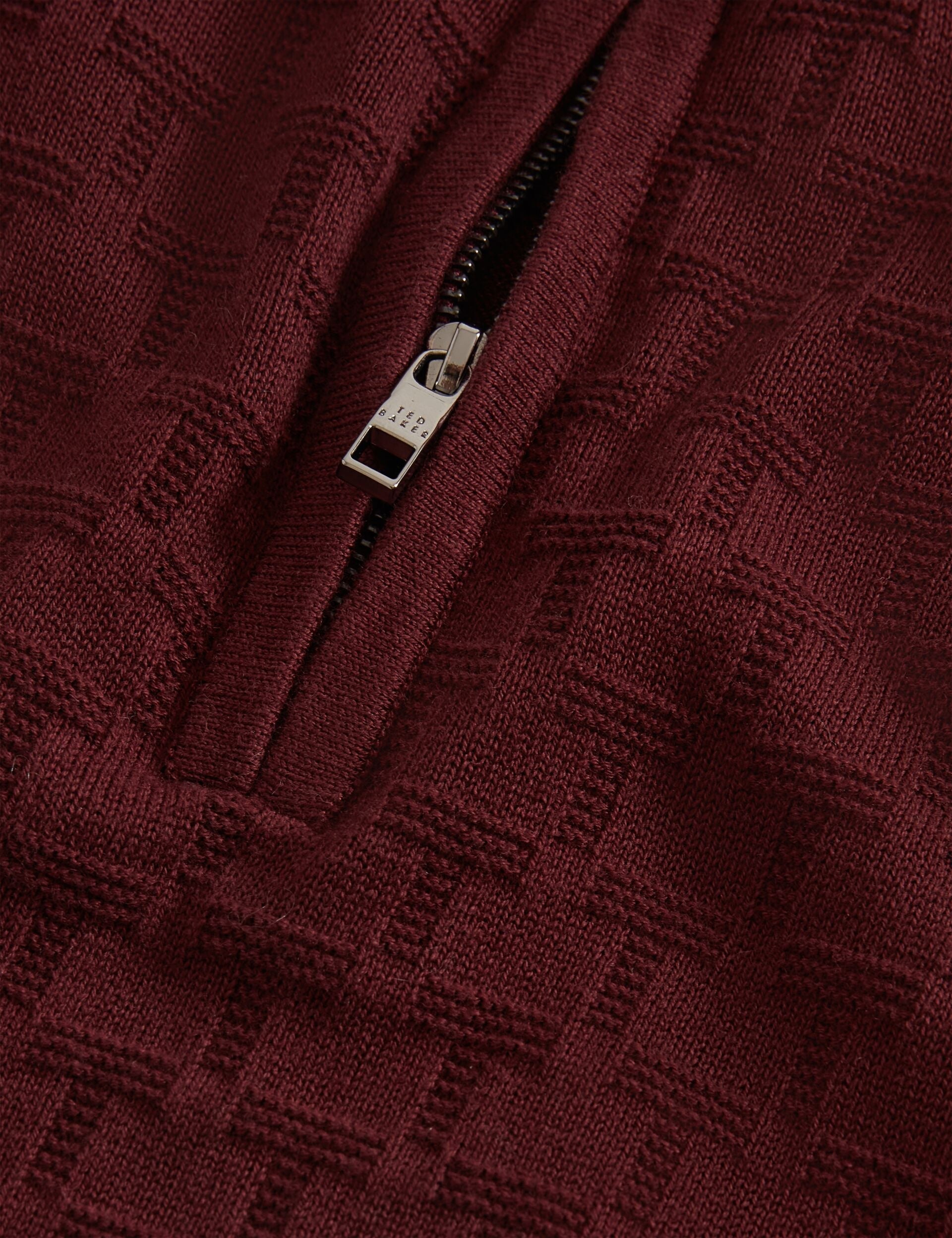 Ted Baker Jeremee Branded Texture Zip Neck Jumper