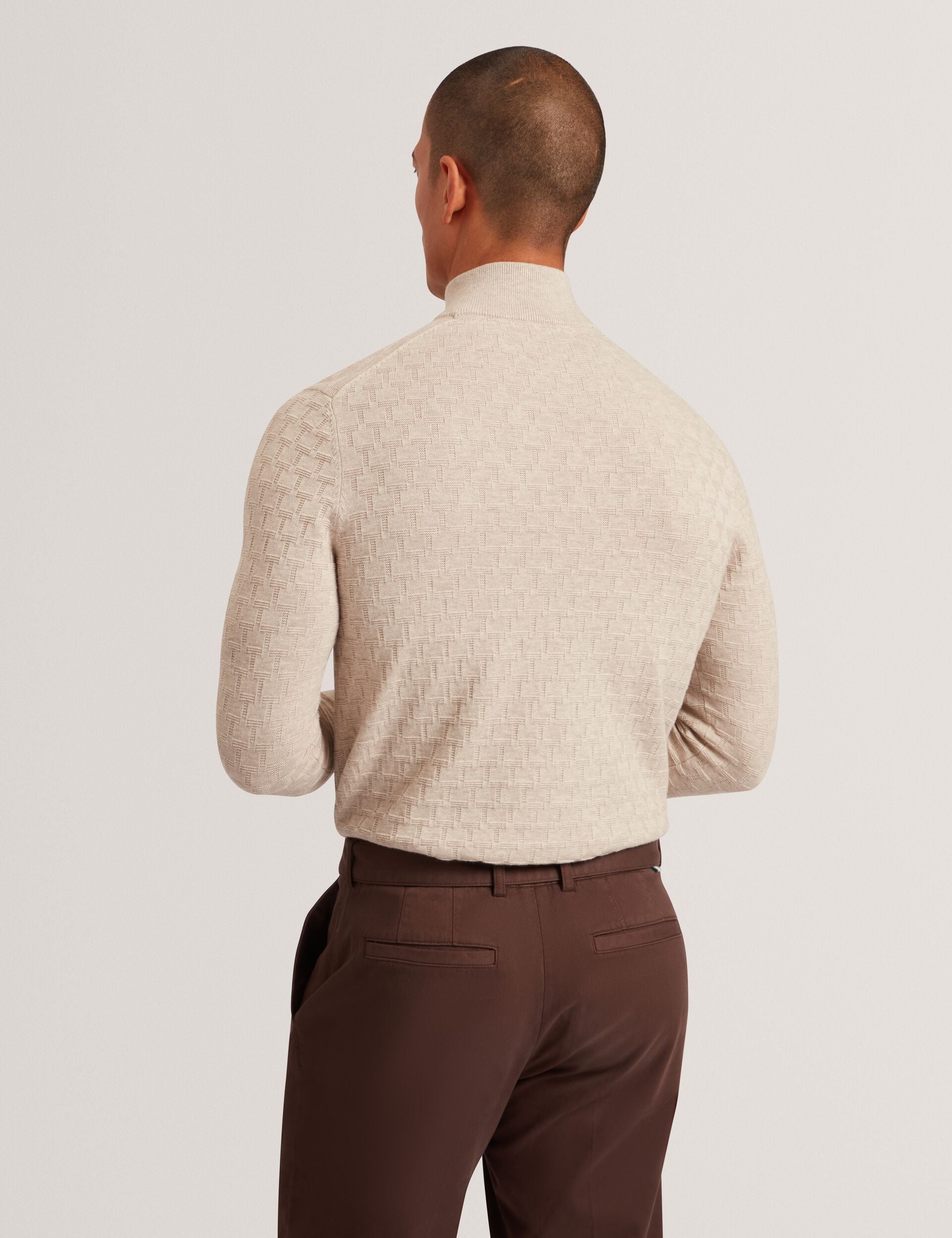 Ted Baker Jeremee Branded Texture Zip Neck Jumper