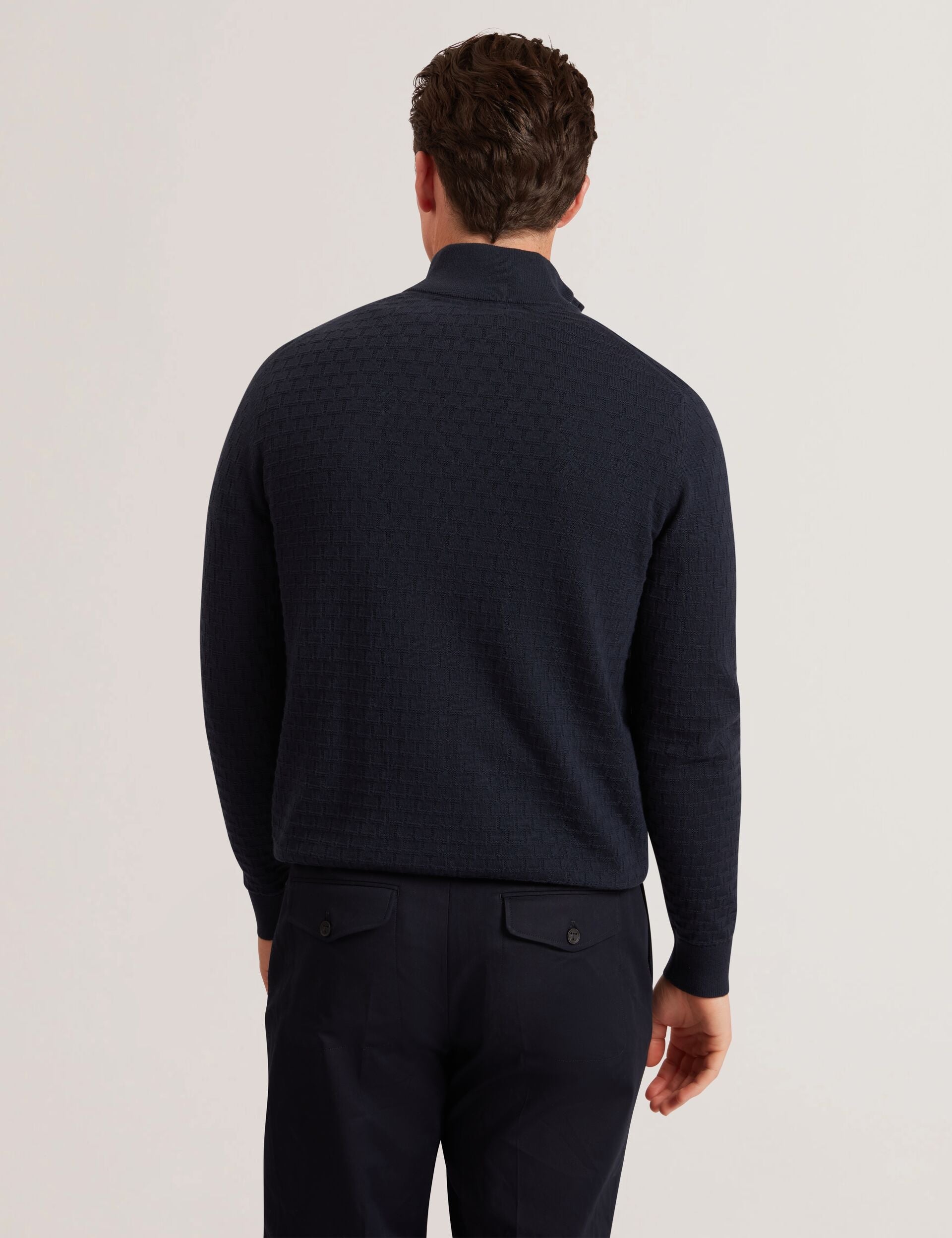Ted Baker Jeremee Branded Texture Zip Neck Jumper