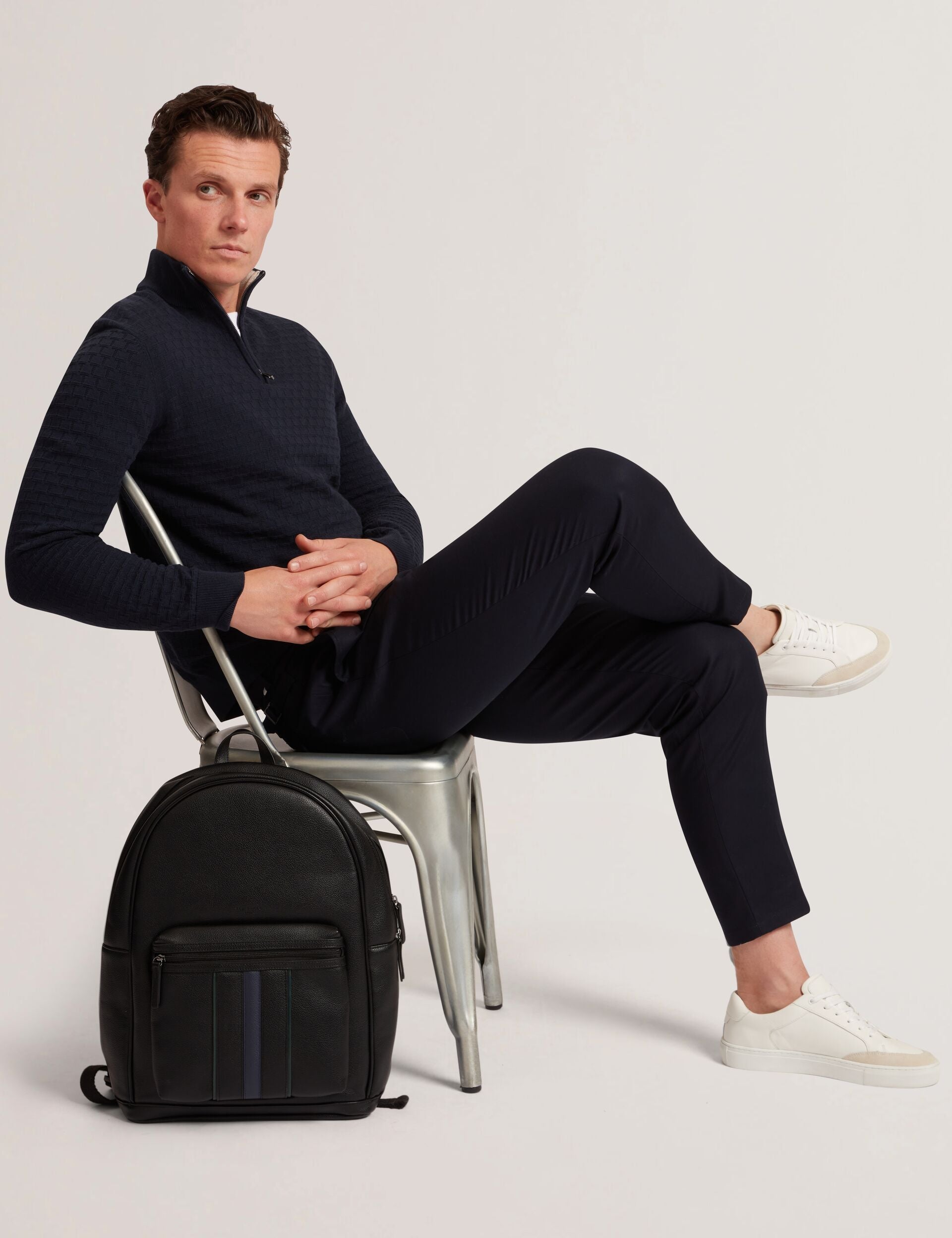 Ted Baker Jeremee Branded Texture Zip Neck Jumper