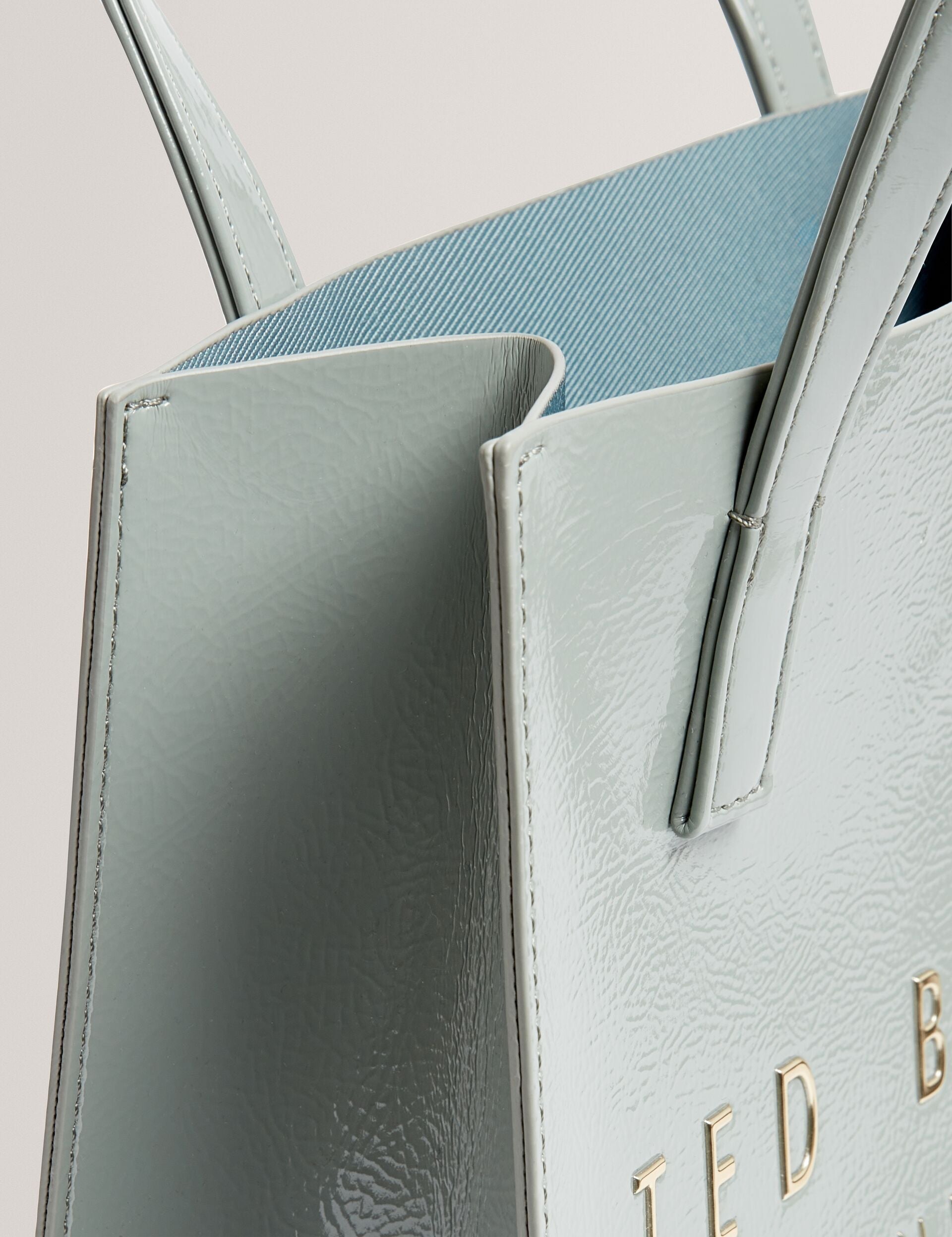 Ted Baker Crinion Crinkle Texture Small Icon Tote Bag In Grey Women's