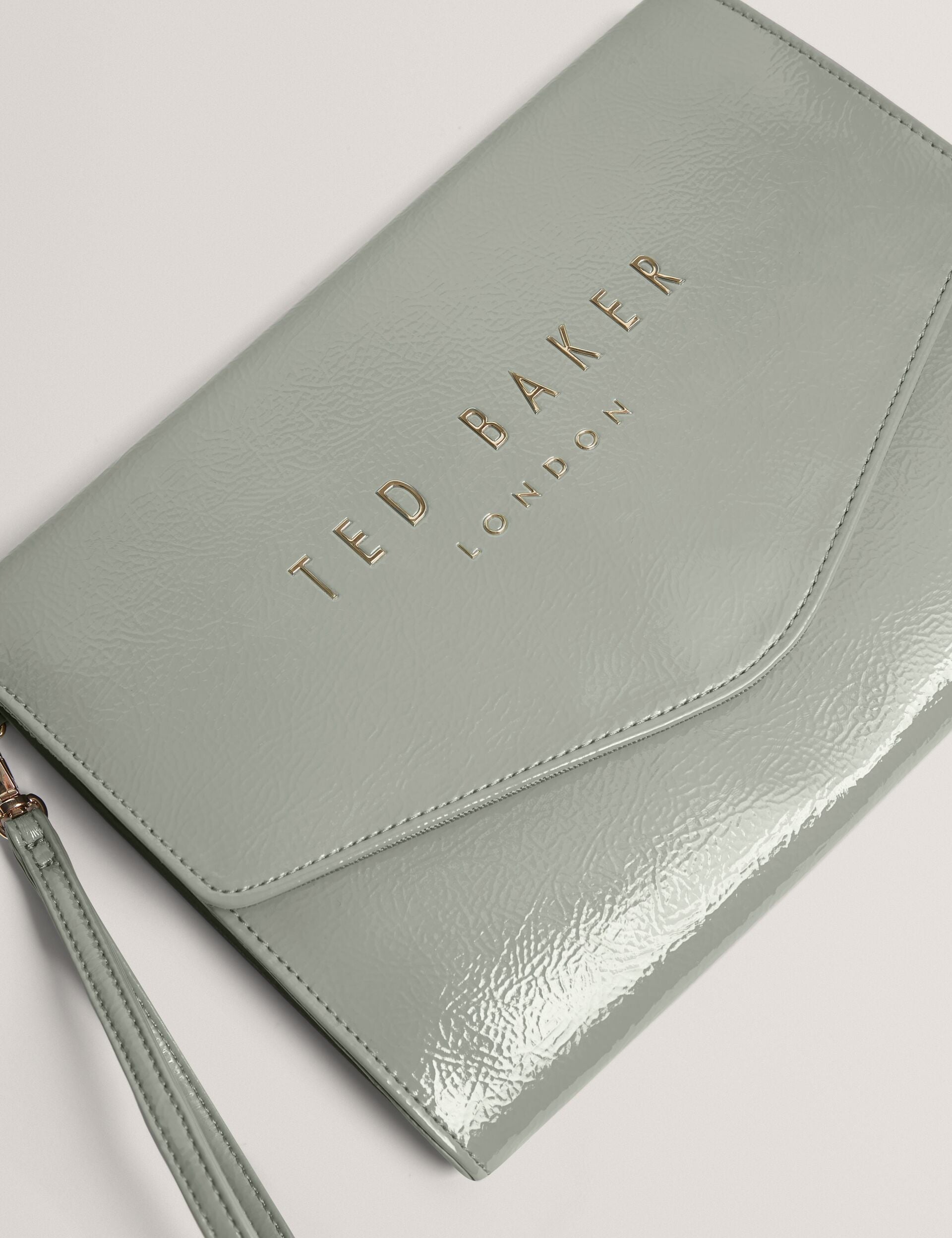 Ted Baker Crinkie Patent Faux Leather Envelope Clutch Bag Women's