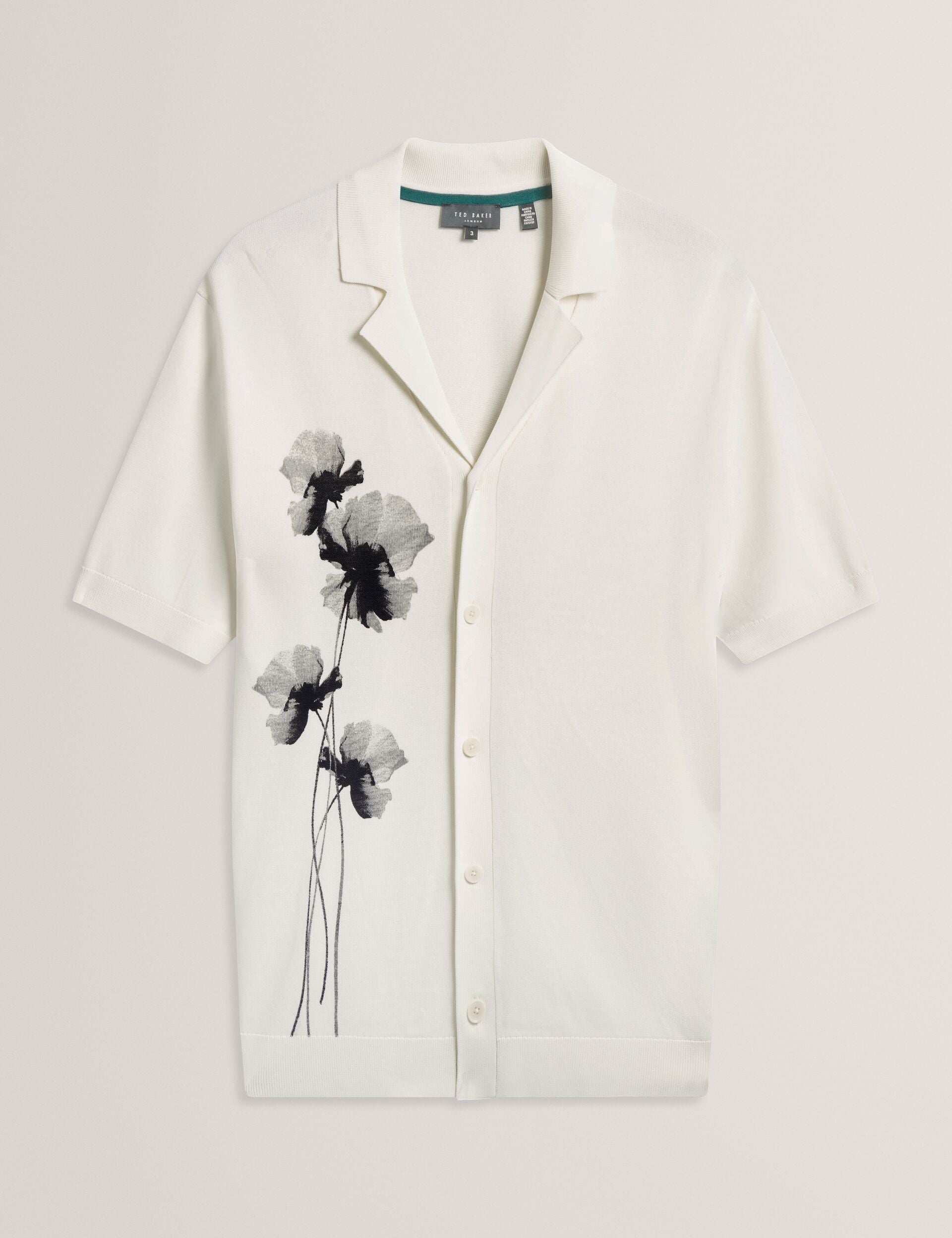 Ted Baker Daffid Floral Graphic Knit Open Neck Shirt