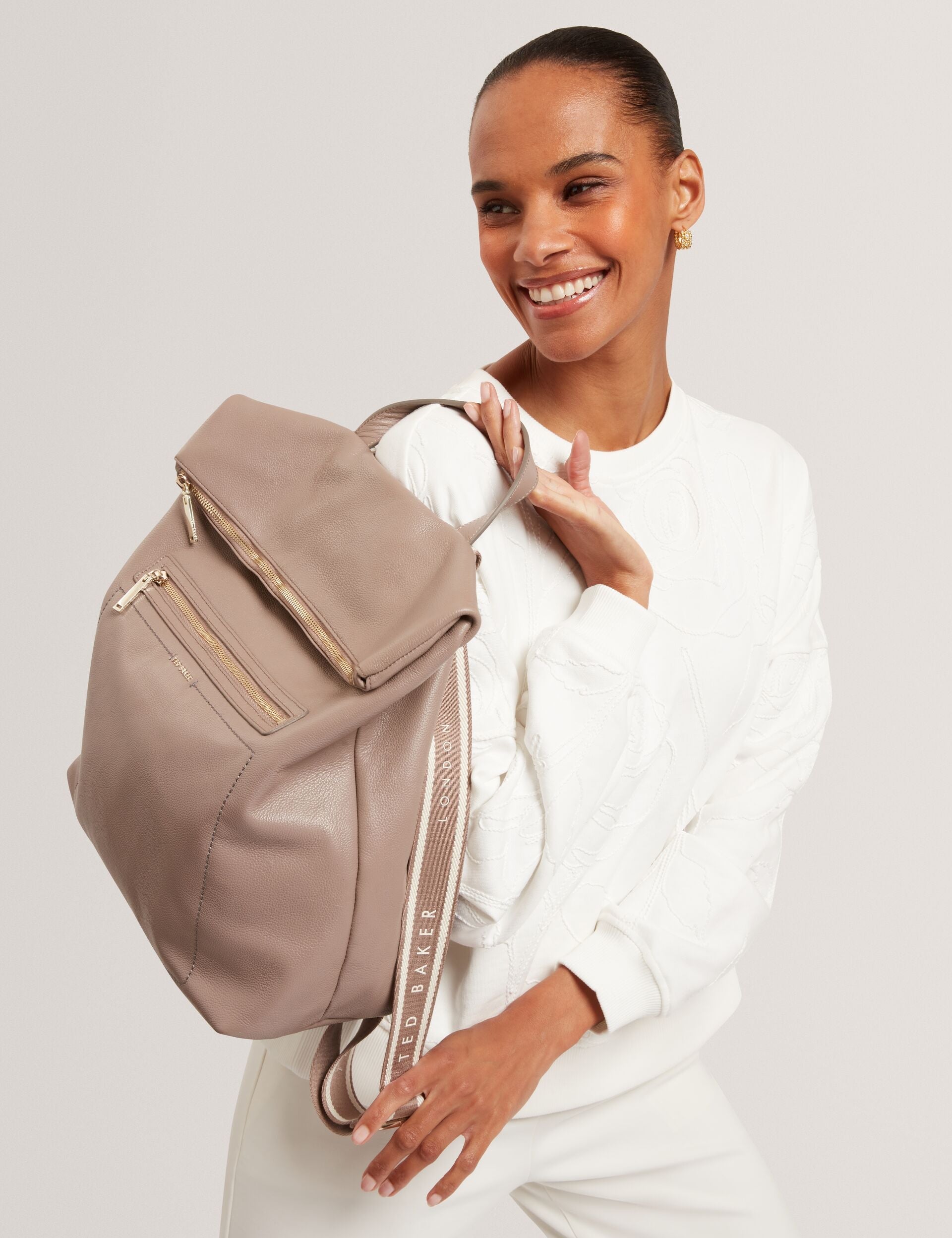 Ted Baker Luccea Branding Webbing Large Leather Backpack Women's