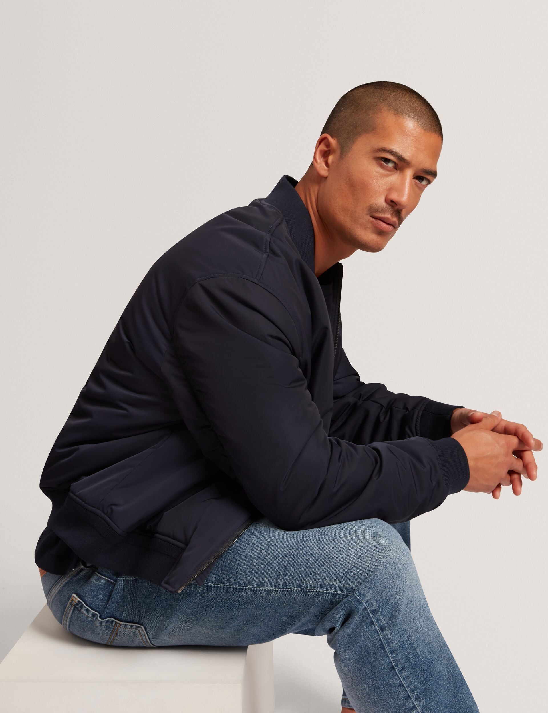 Ted Baker Bombard Nylon Zipup Relaxed Bomber Jacket