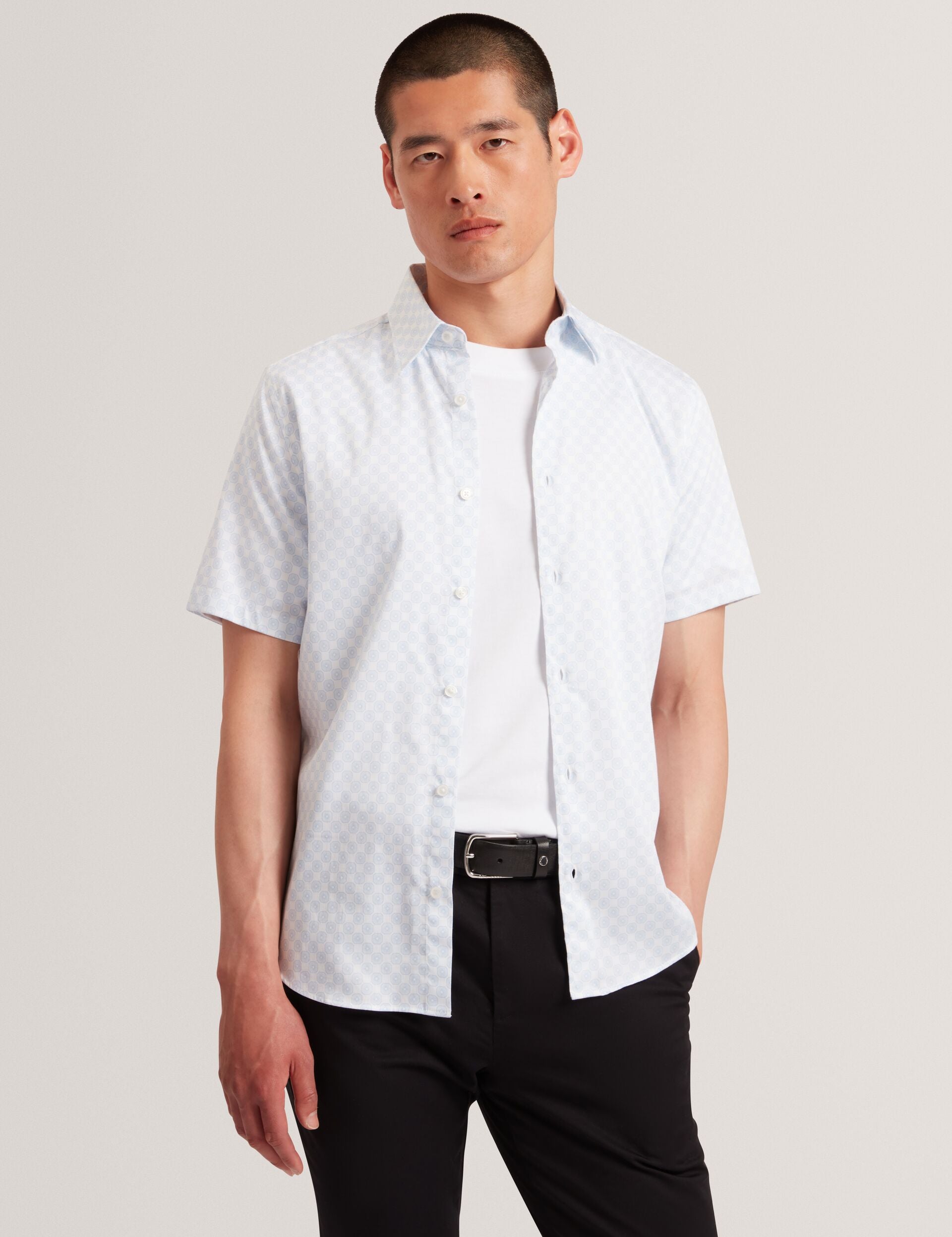 Ted Baker Sefsho Slim Fit Circle Print Short Sleeve Shirt