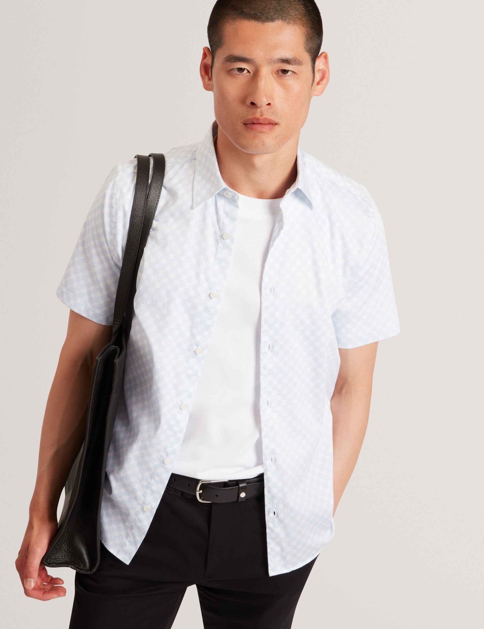 Ted Baker Sefsho Slim Fit Circle Print Short Sleeve Shirt