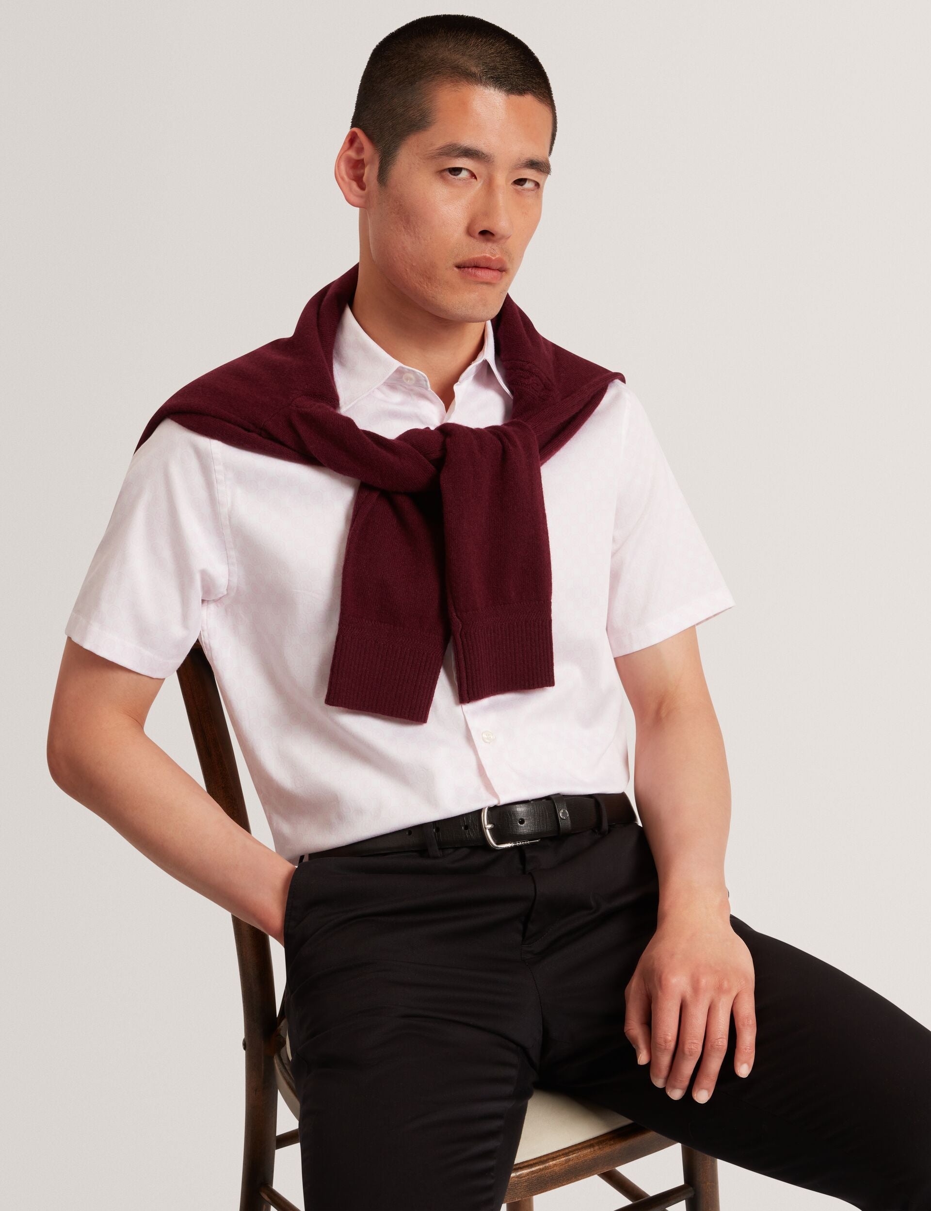 Ted Baker Sefsho Slim Fit Circle Print Short Sleeve Shirt