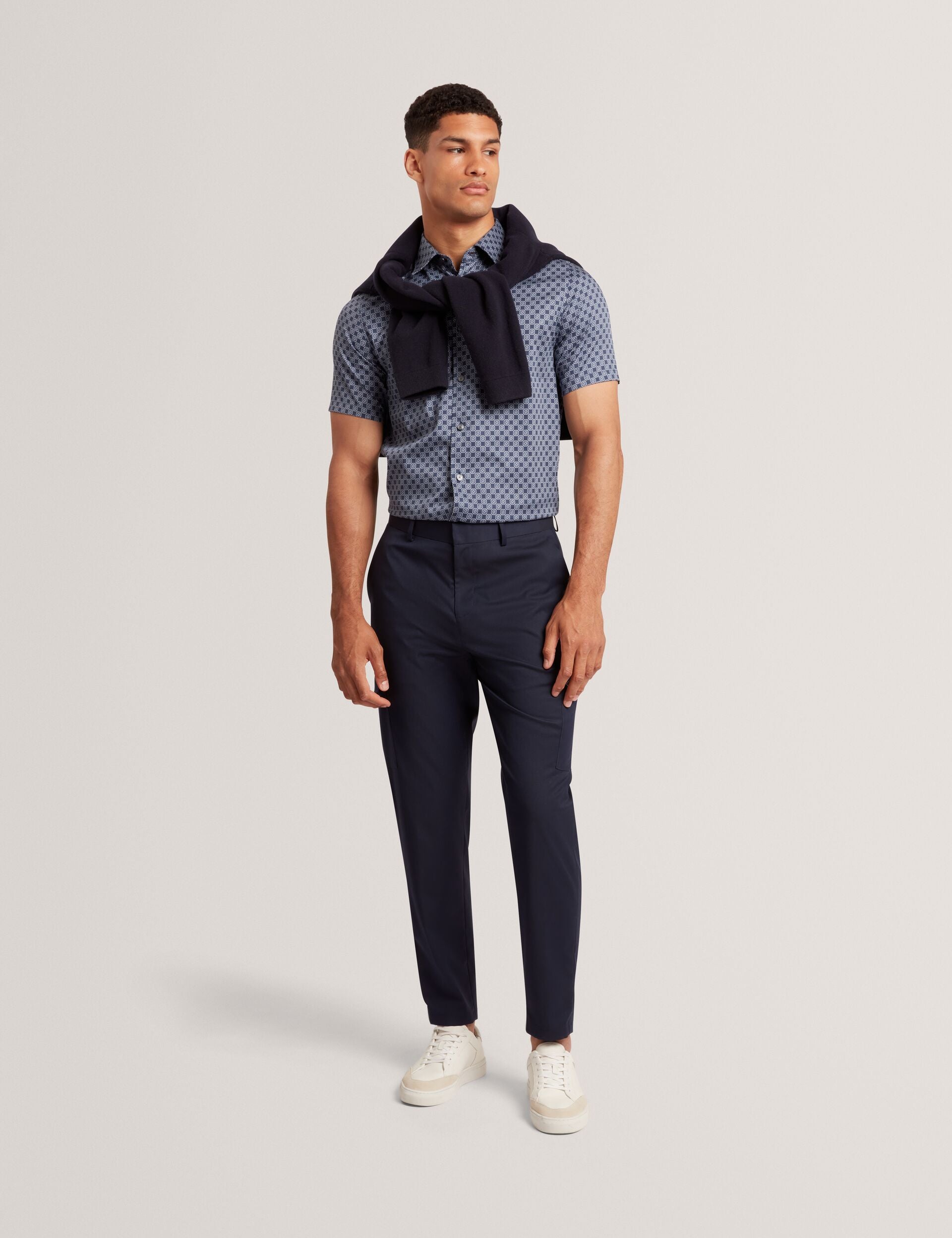 Ted Baker Sefsho Slim Fit Circle Print Short Sleeve Shirt