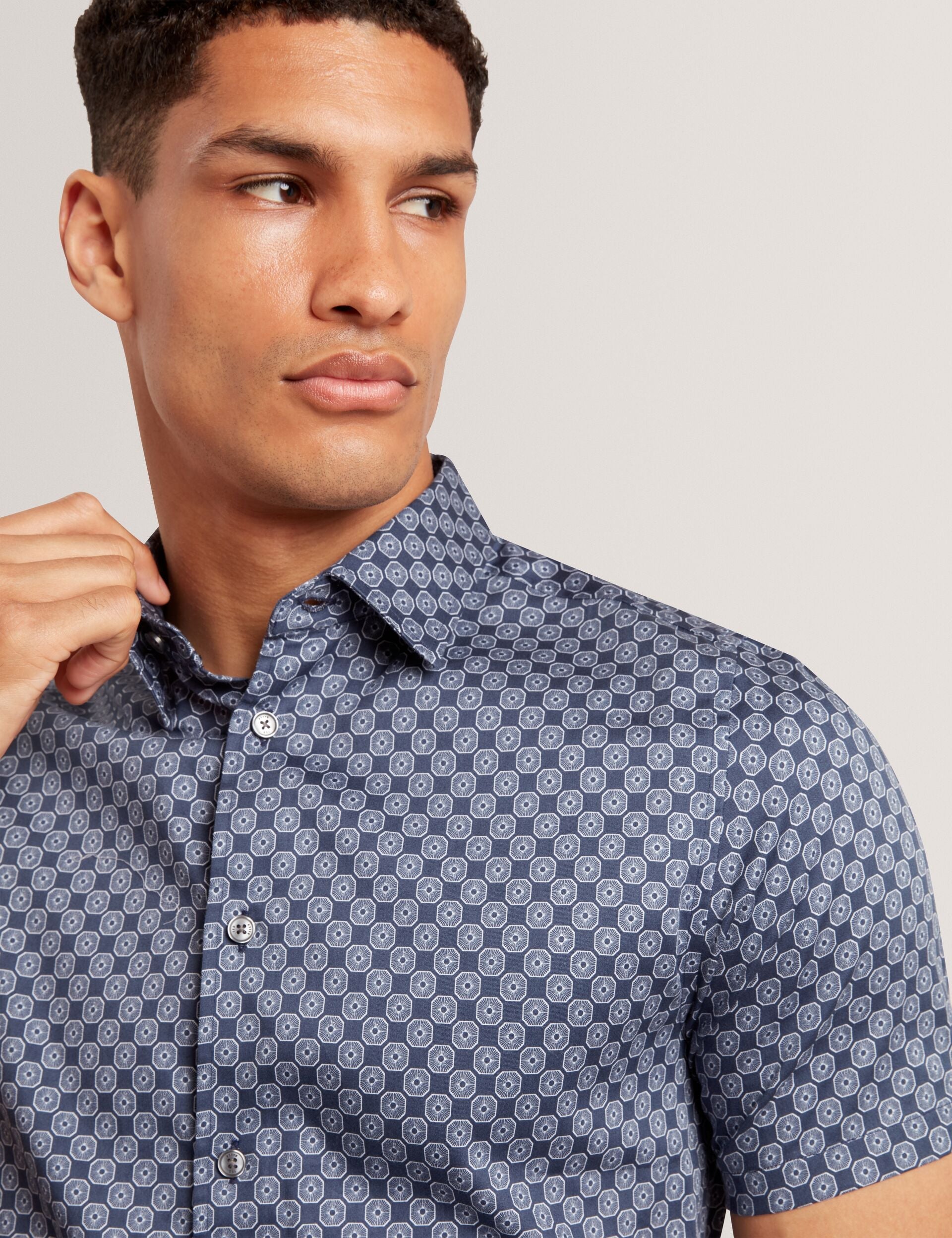 Ted Baker Sefsho Slim Fit Circle Print Short Sleeve Shirt
