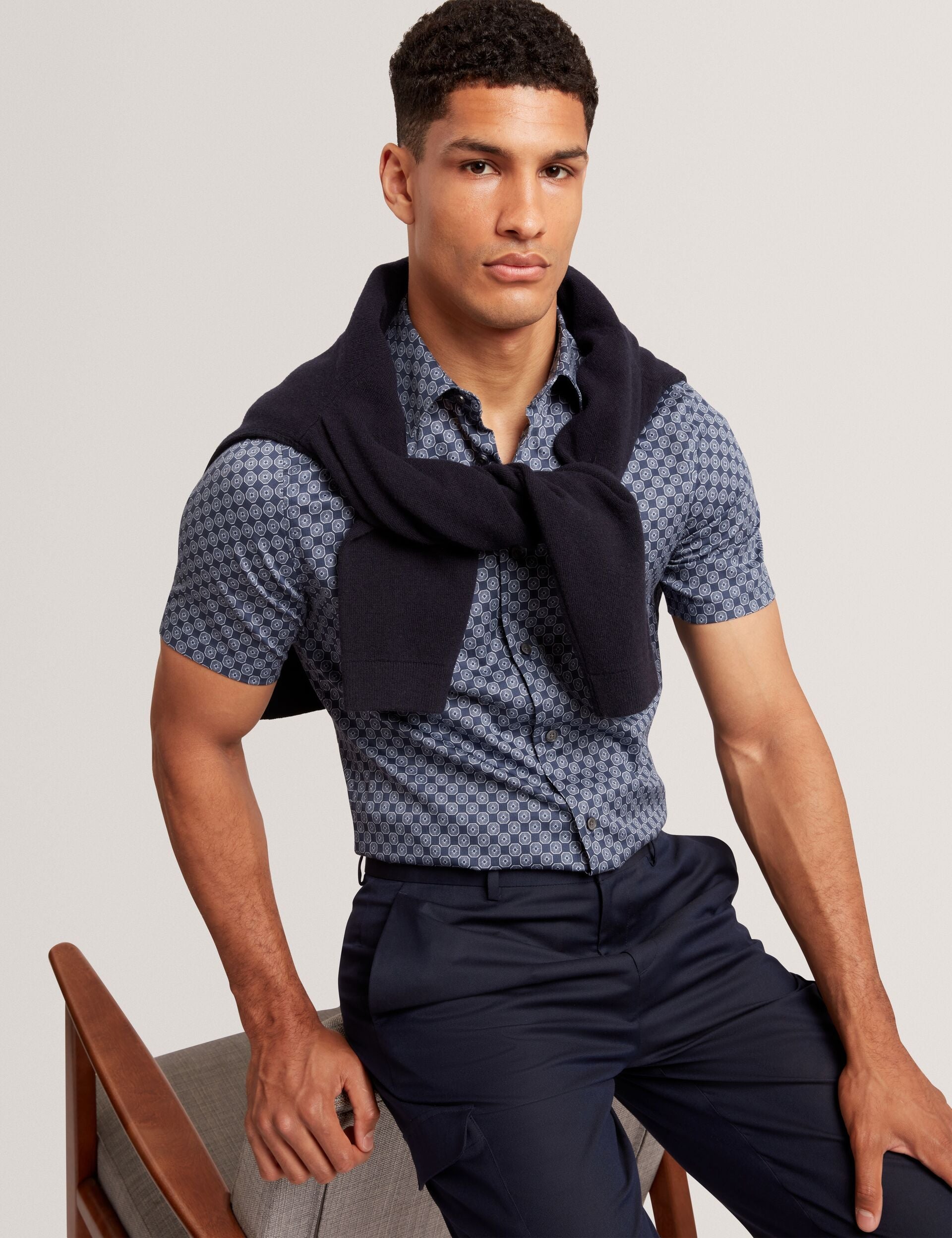Ted Baker Sefsho Slim Fit Circle Print Short Sleeve Shirt