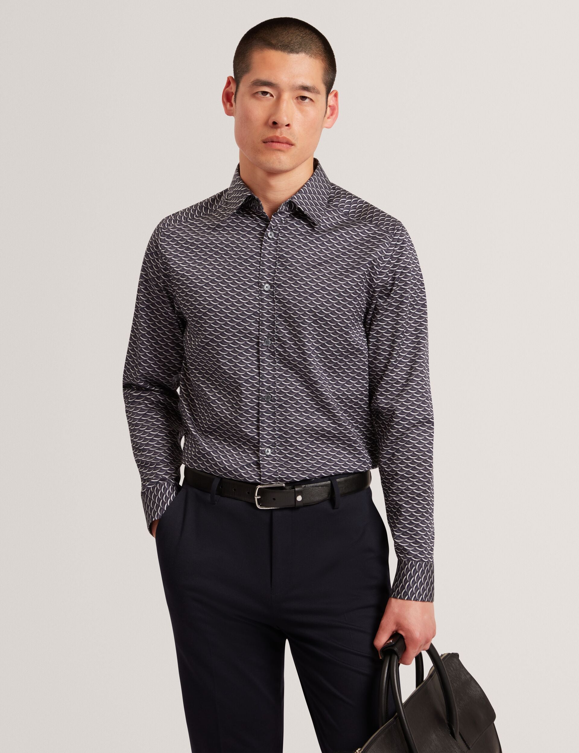 Ted Baker Agnar Bold Wave Print Cotton Shirt