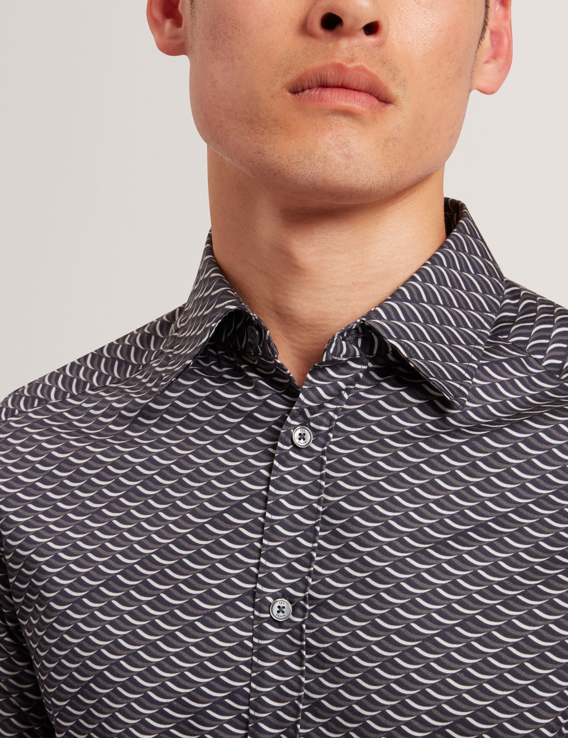 Ted Baker Agnar Bold Wave Print Cotton Shirt