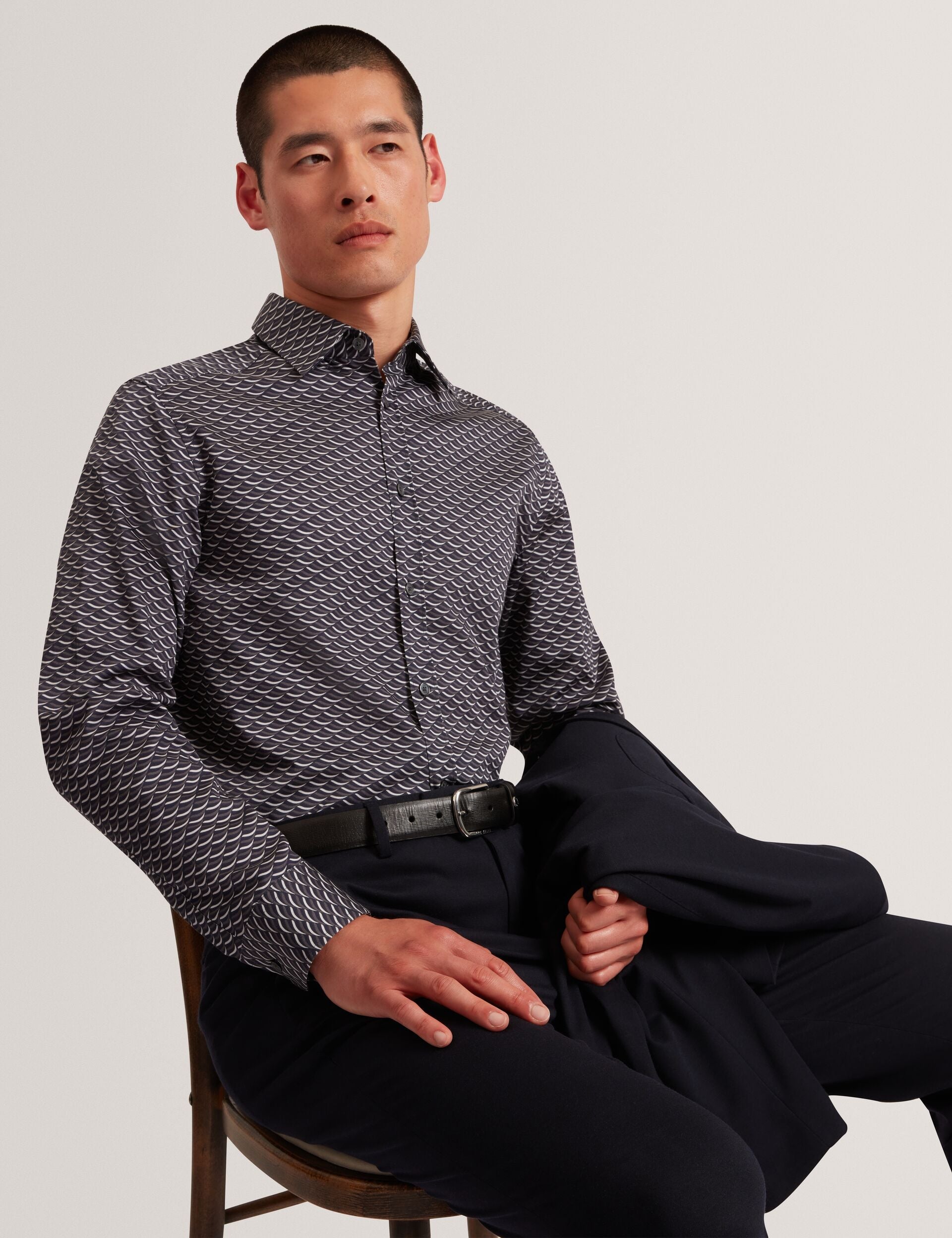 Ted Baker Agnar Bold Wave Print Cotton Shirt