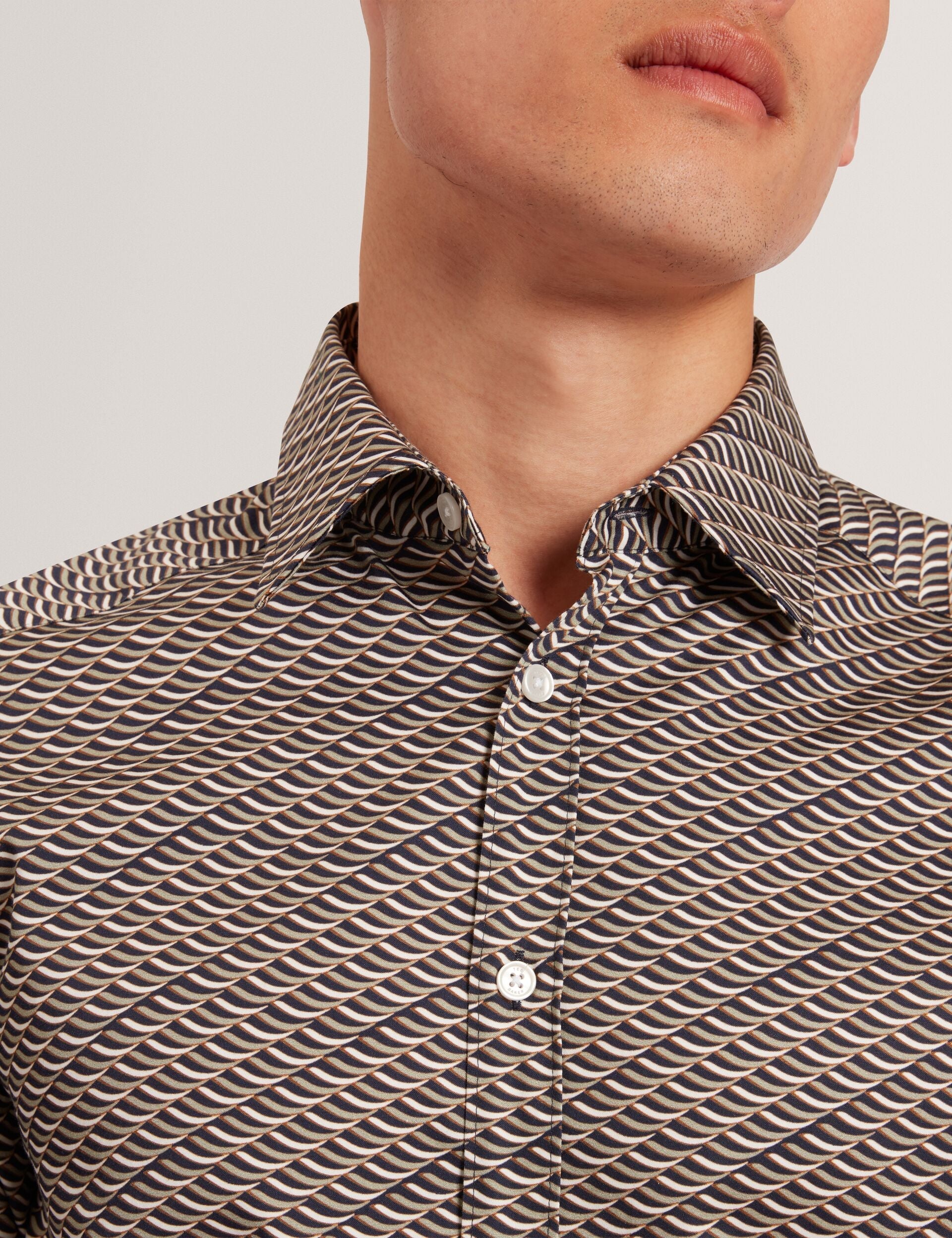 Ted Baker Agnar Bold Wave Print Cotton Shirt