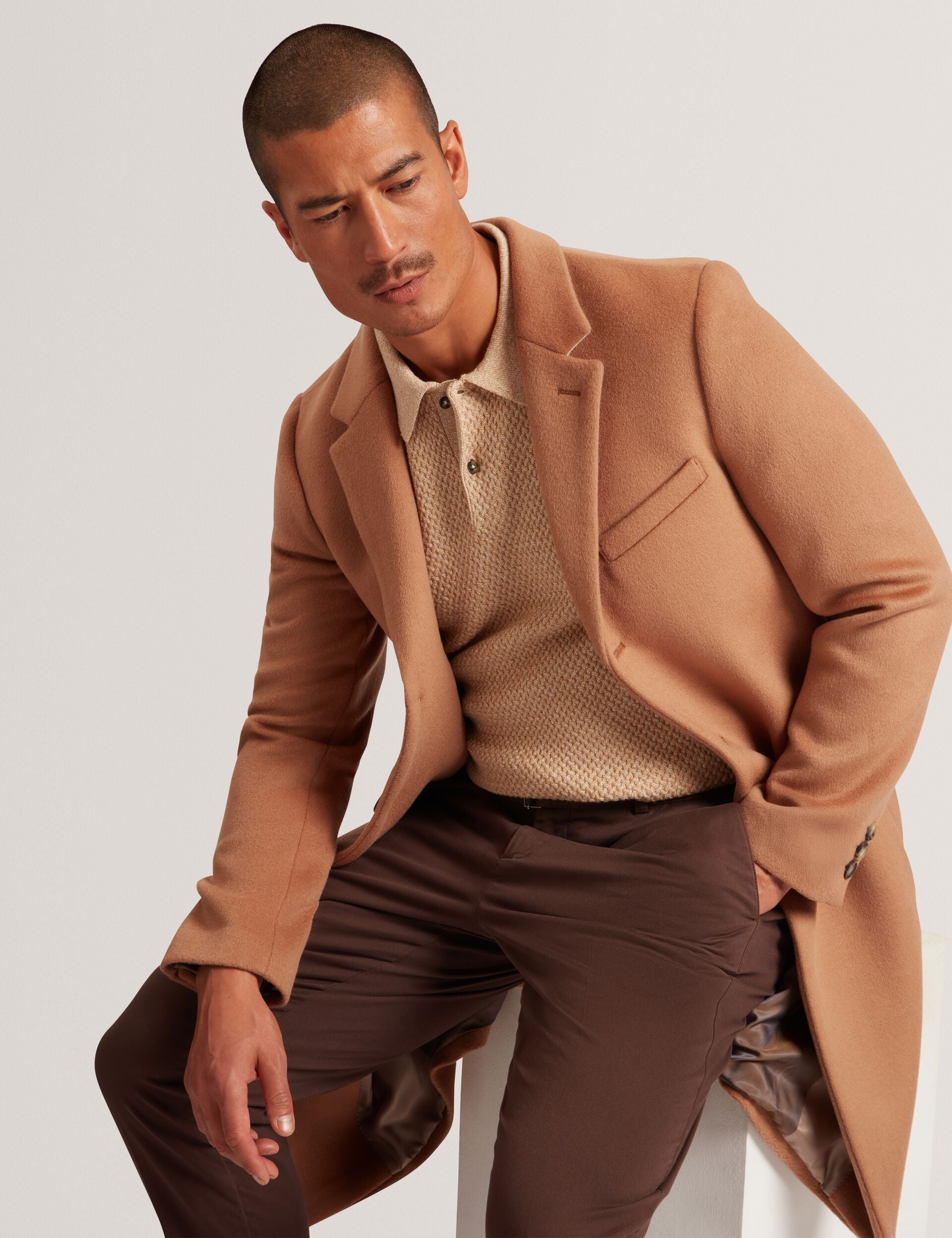 Ted Baker Alerton Slim Fit Wool Rich City Overcoat