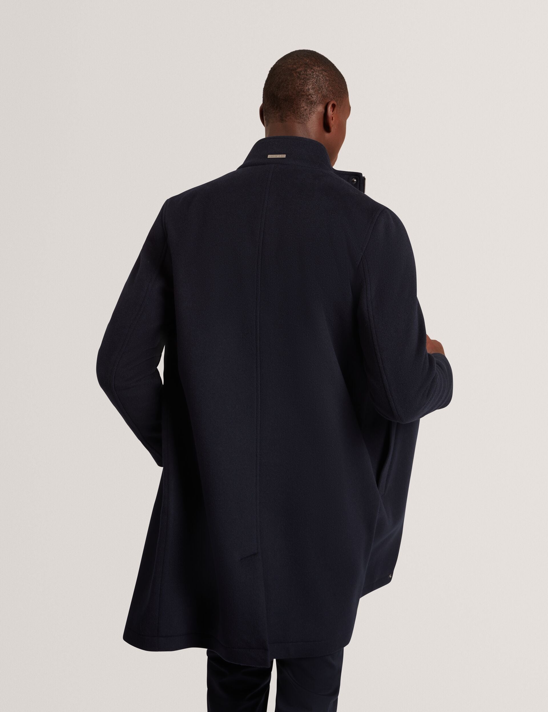 Ted Baker Morleey Funnel Neck Wool Coat With Detachable Lining
