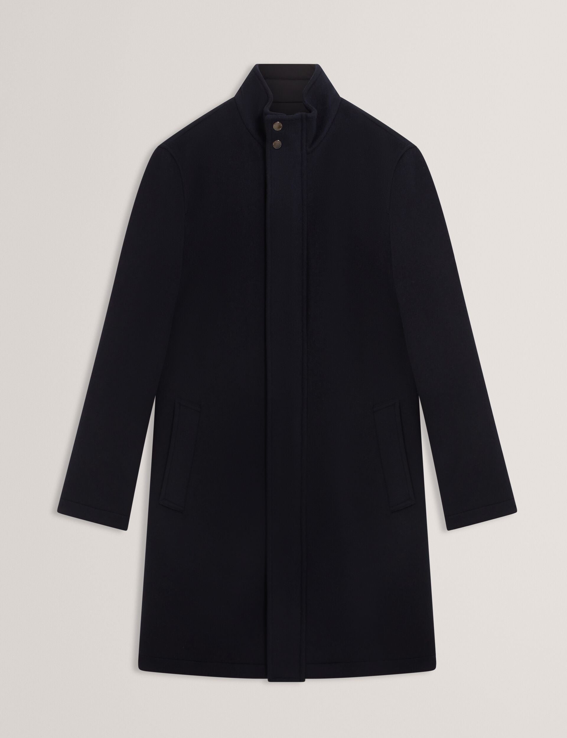 Ted Baker Morleey Funnel Neck Wool Coat With Detachable Lining