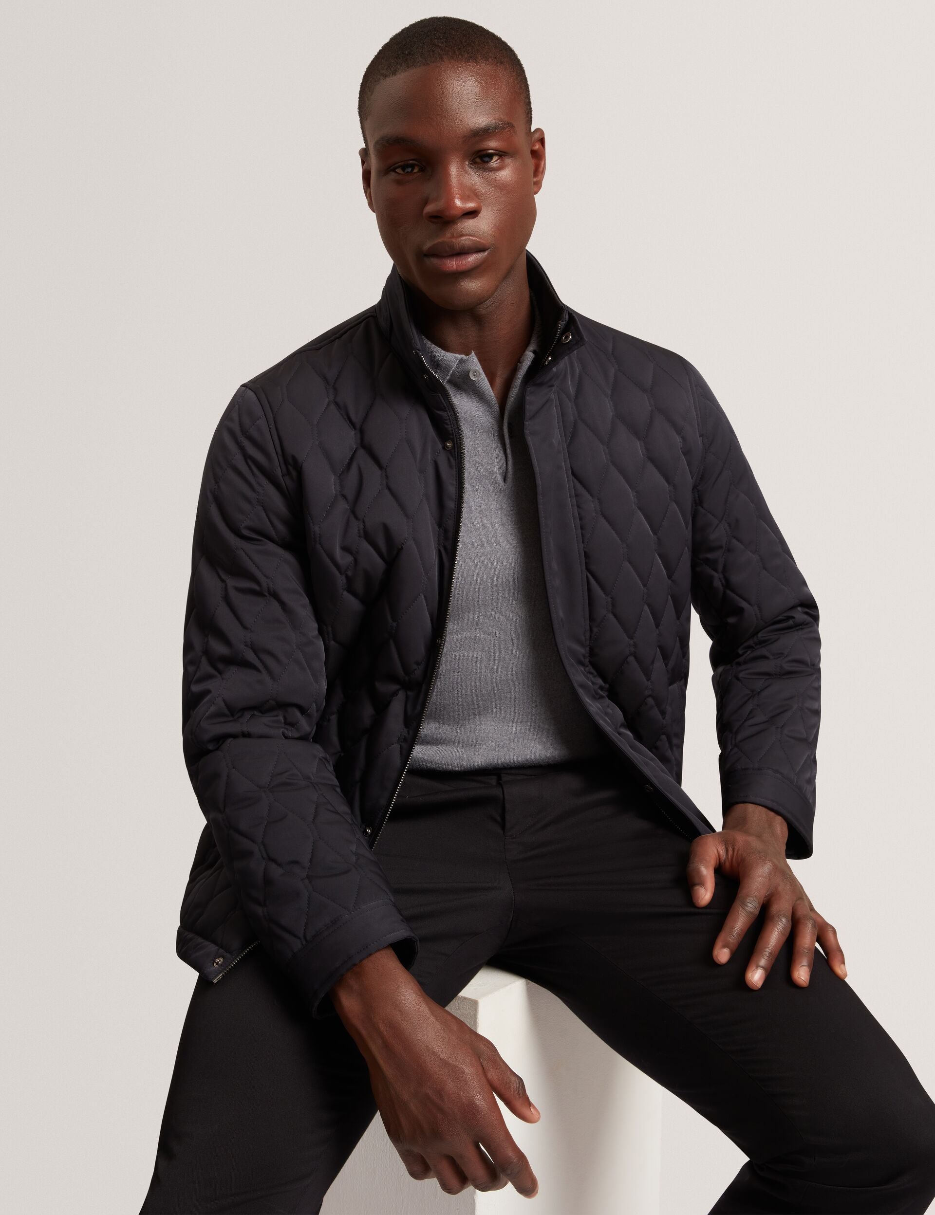 Ted Baker Hollbec Diamond Quilted Zip Field Coat