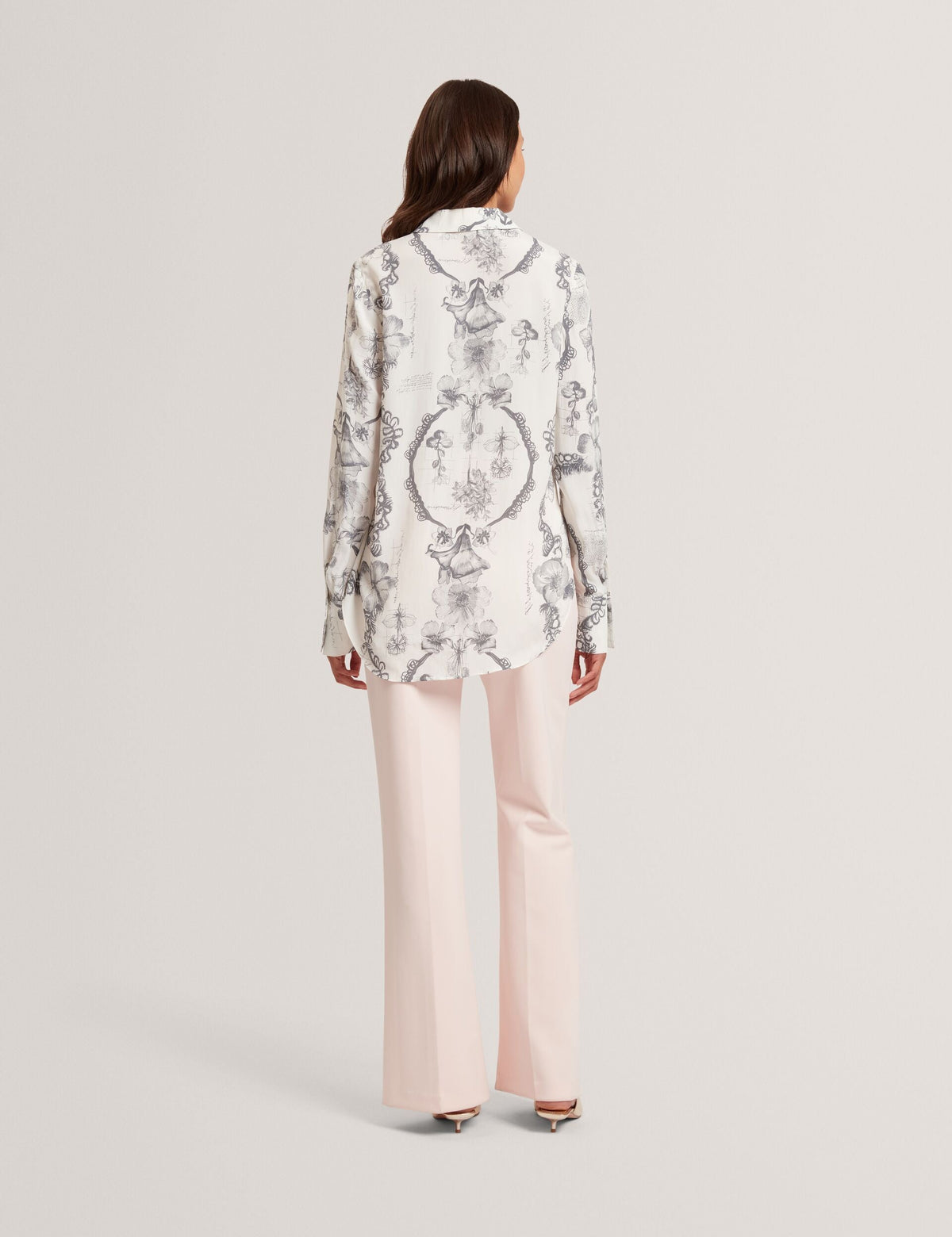 Ted Baker White Nottingham Lace Print Longline Shirt Women's