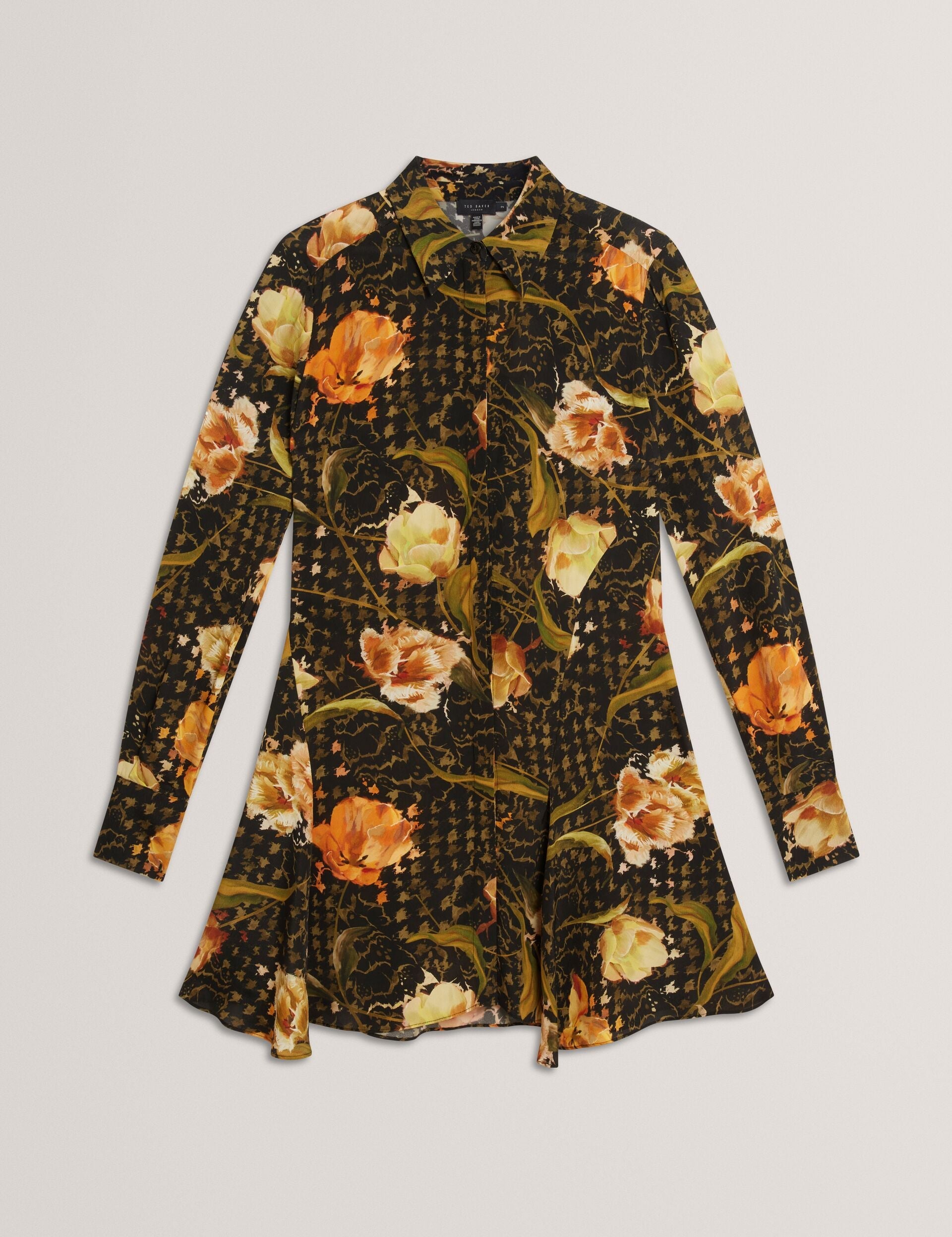 Ted Baker Indivia Floral Check Print Mini Shirt Dress Women's