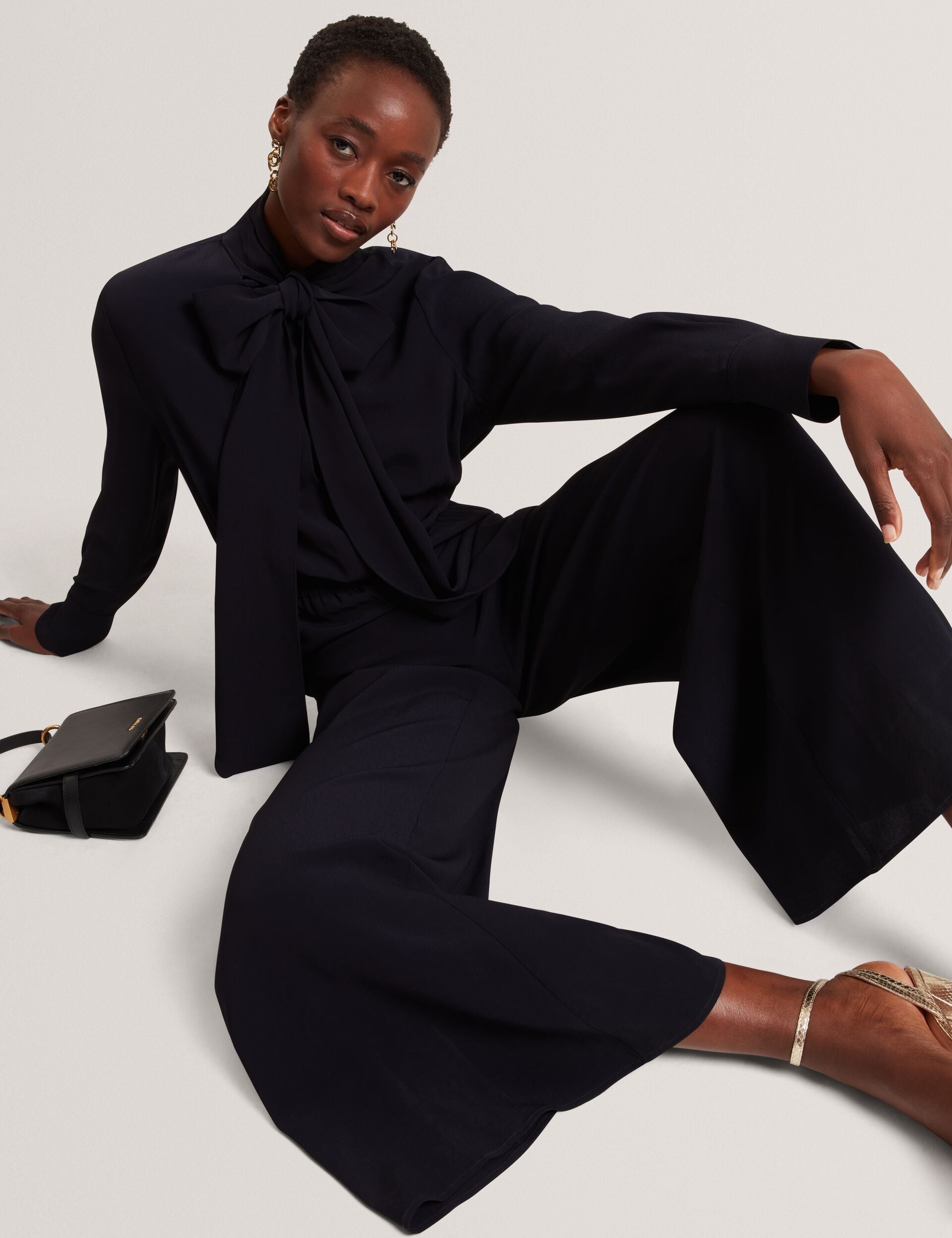Ted Baker Kyrabe Tie Neck Wide Leg Tailored Jumpsuit Women's