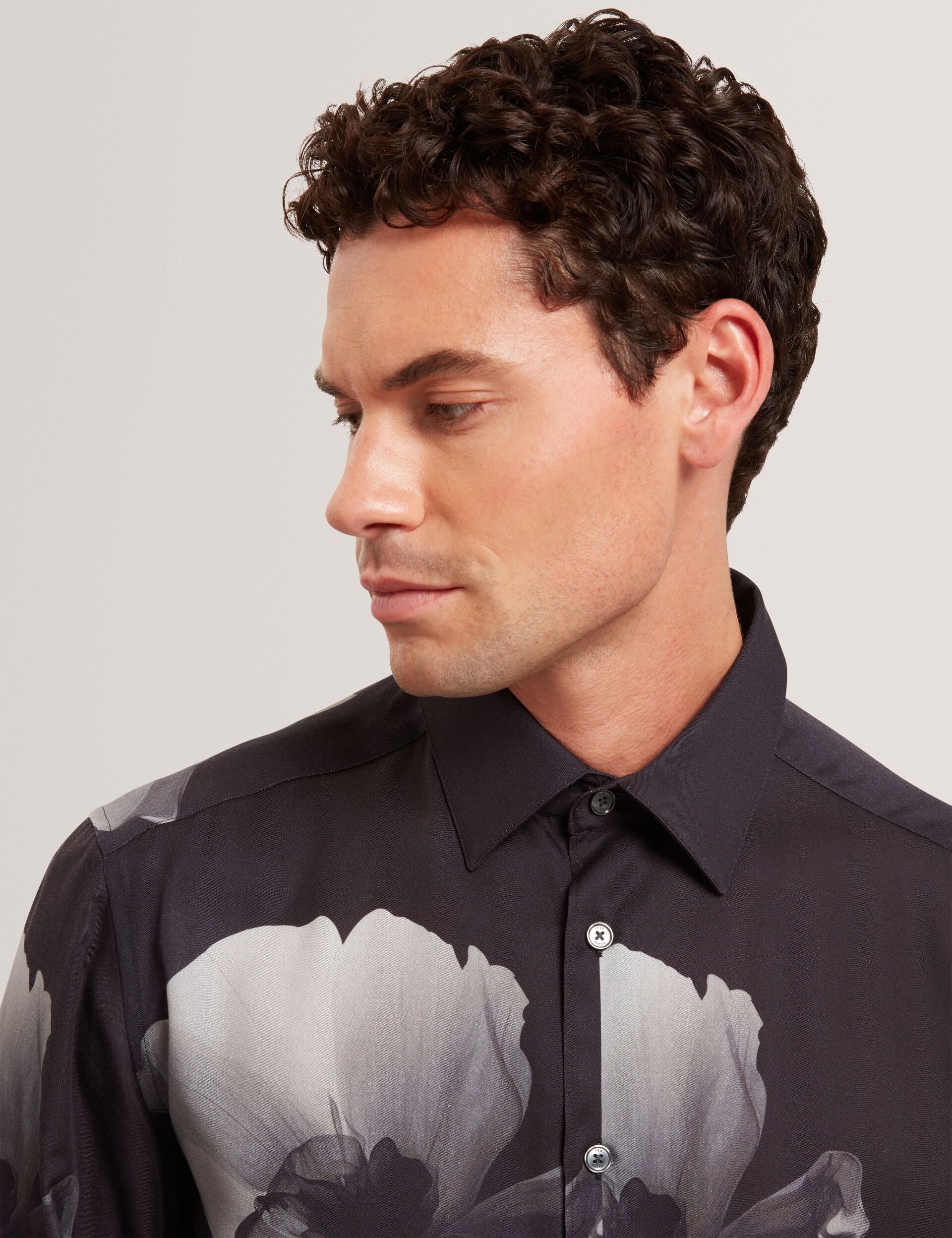 Ted Baker Amund Monochrome Floral Long Sleeve Shirt