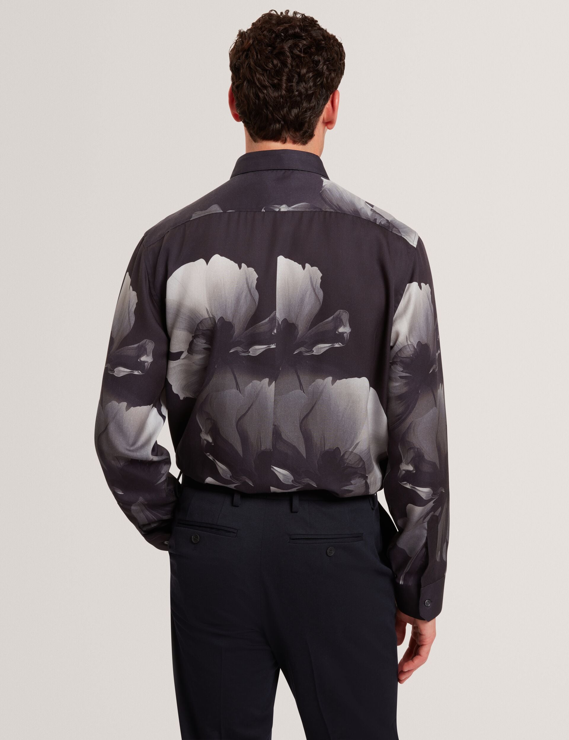 Ted Baker Amund Monochrome Floral Long Sleeve Shirt
