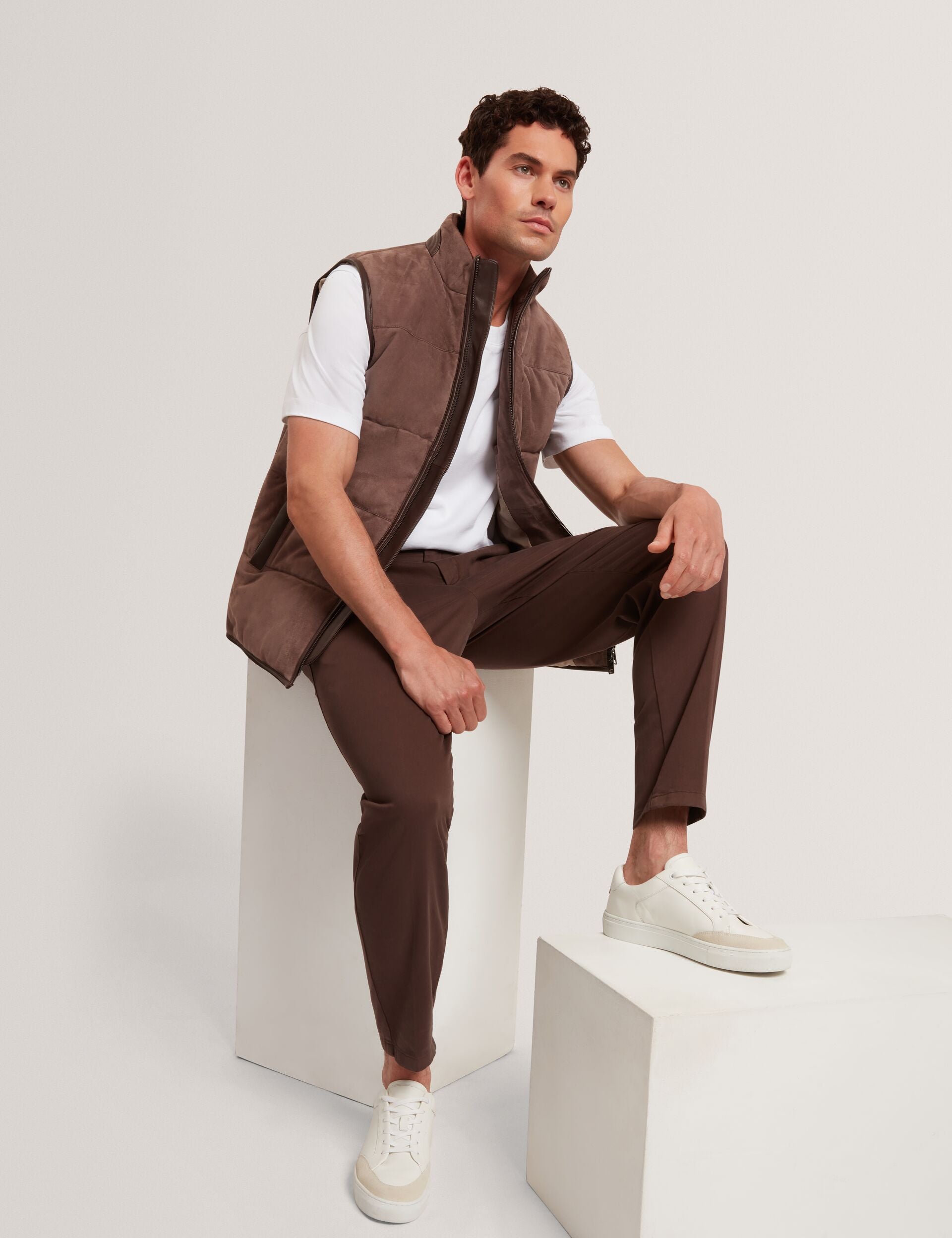Ted Baker Orsyns Goat Suede Zipup Puffer Gilet