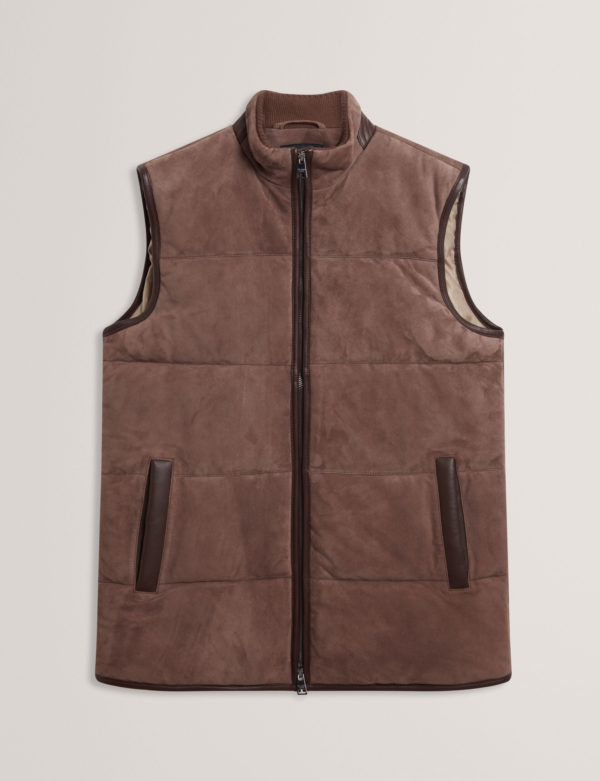 Ted Baker Orsyns Goat Suede Zipup Puffer Gilet
