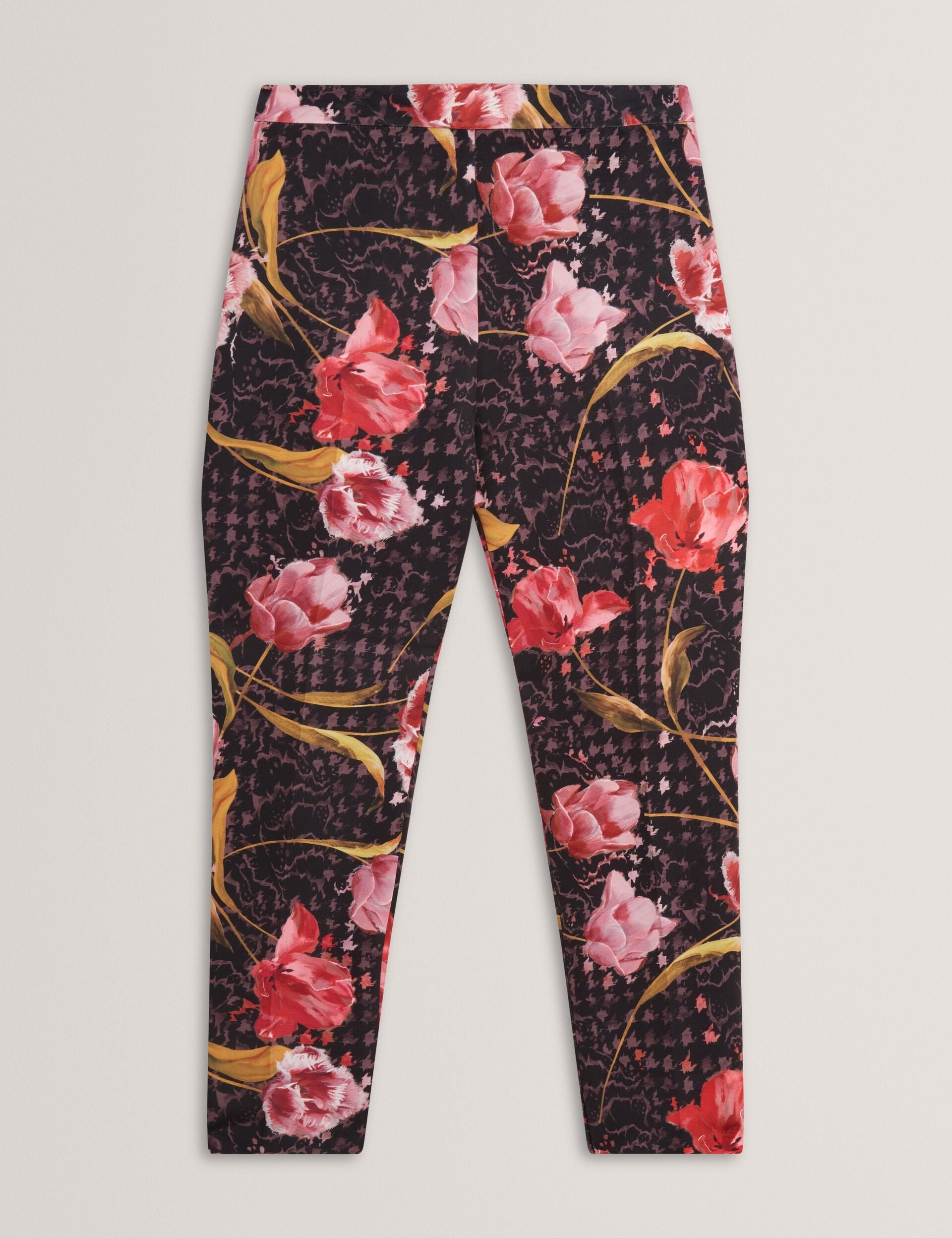 Ted Baker Black Rose Print Slim Leg Tailored Trousers Women's