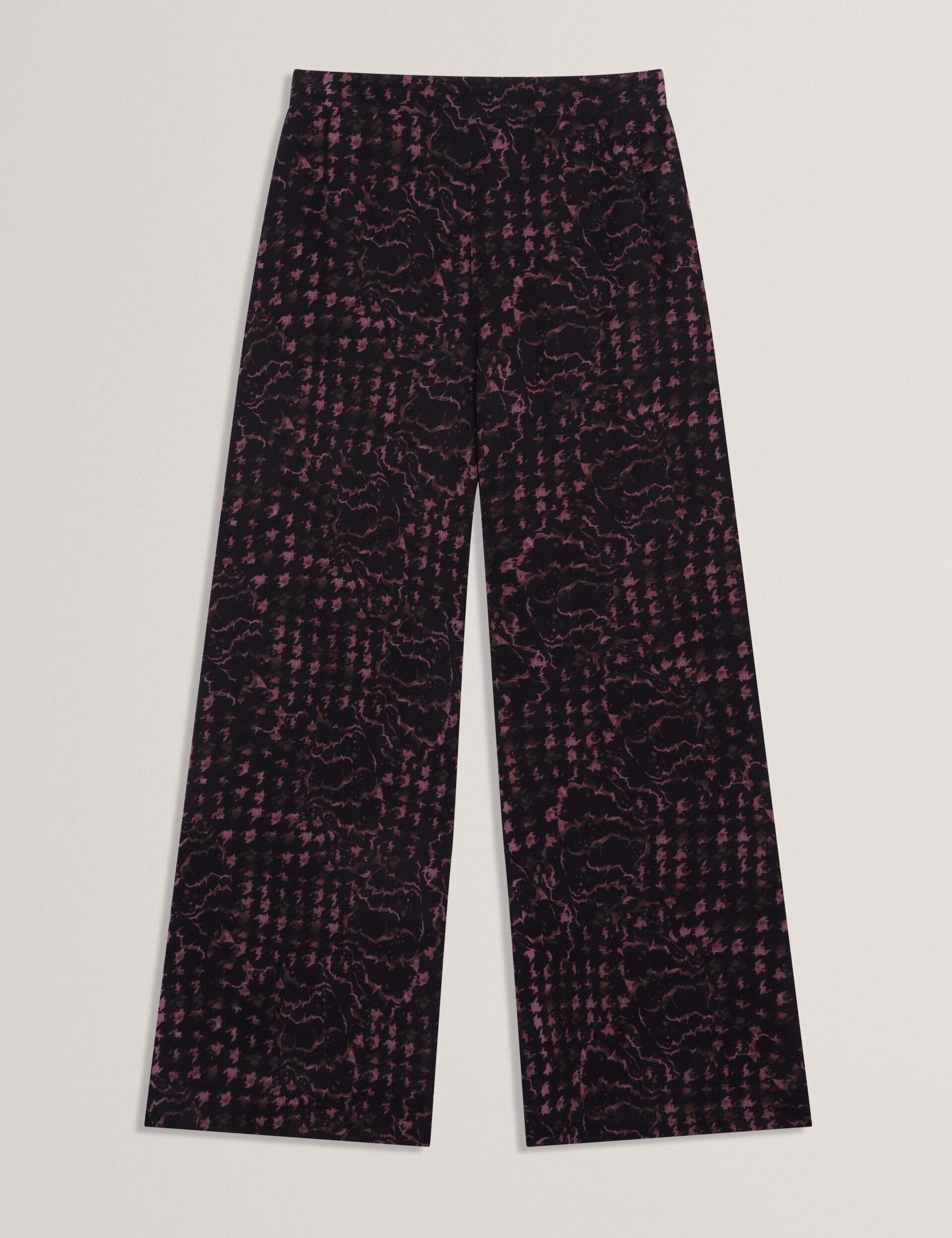 Ted Baker Reecha Floral Check Print Wide Leg Trousers Women's