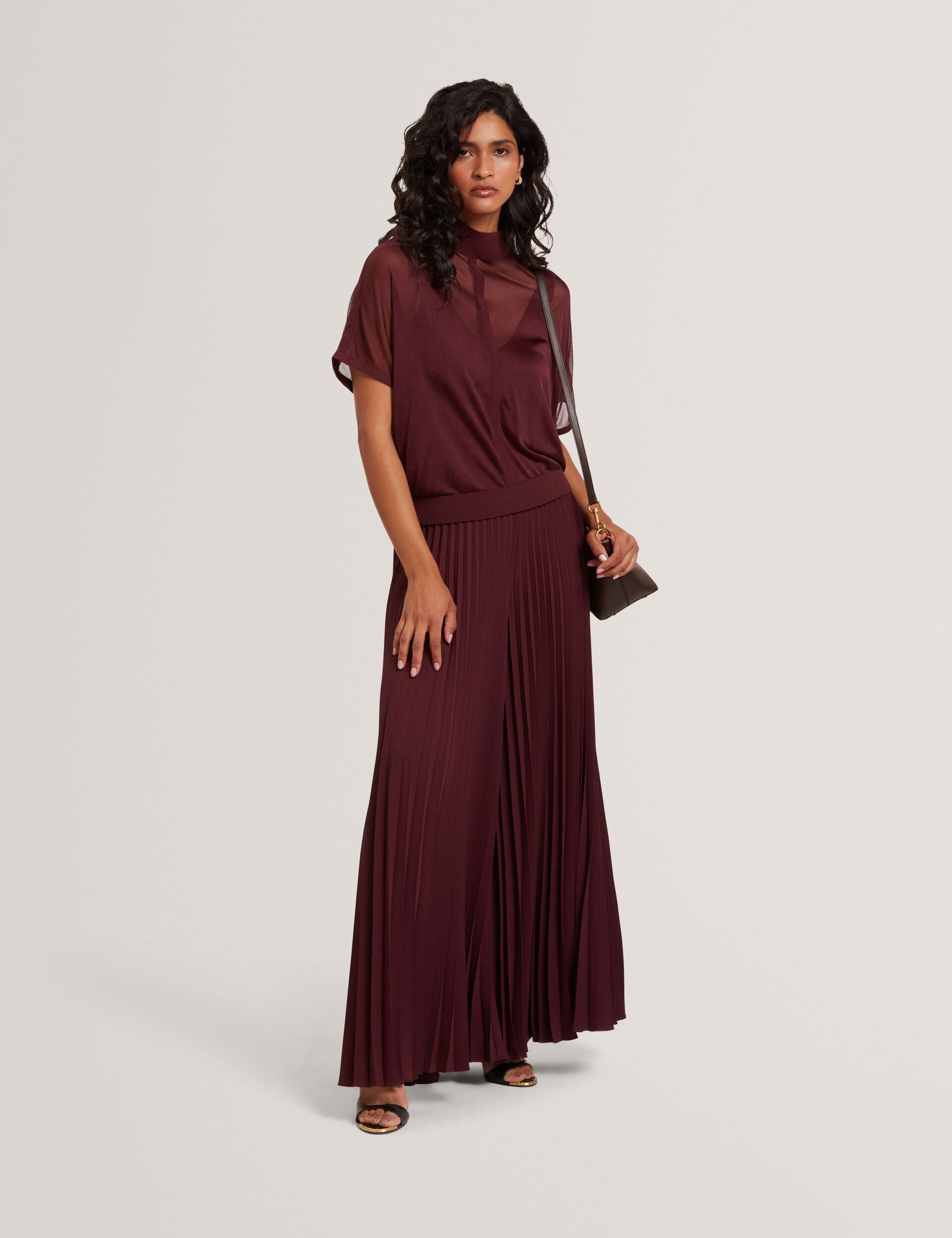 Ted Baker Ibissa Sheer Panel Knit Short Sleeve Top Women's