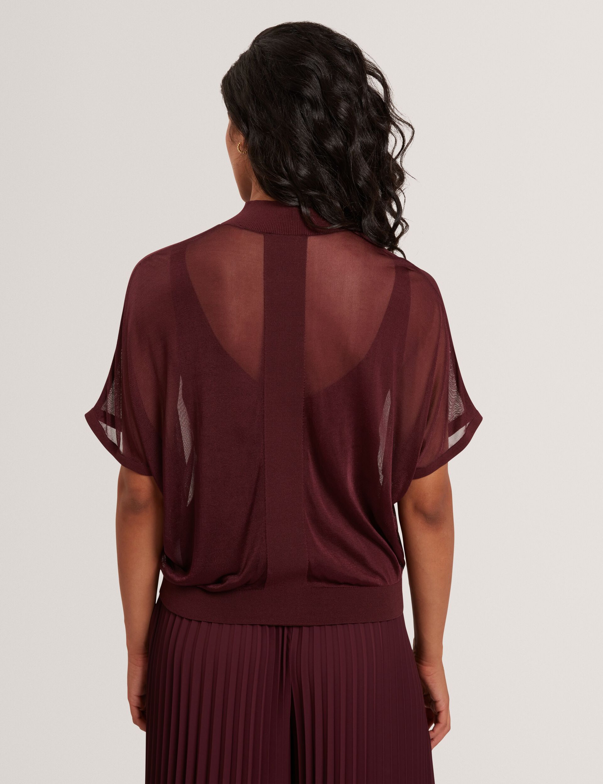 Ted Baker Ibissa Sheer Panel Knit Short Sleeve Top Women's
