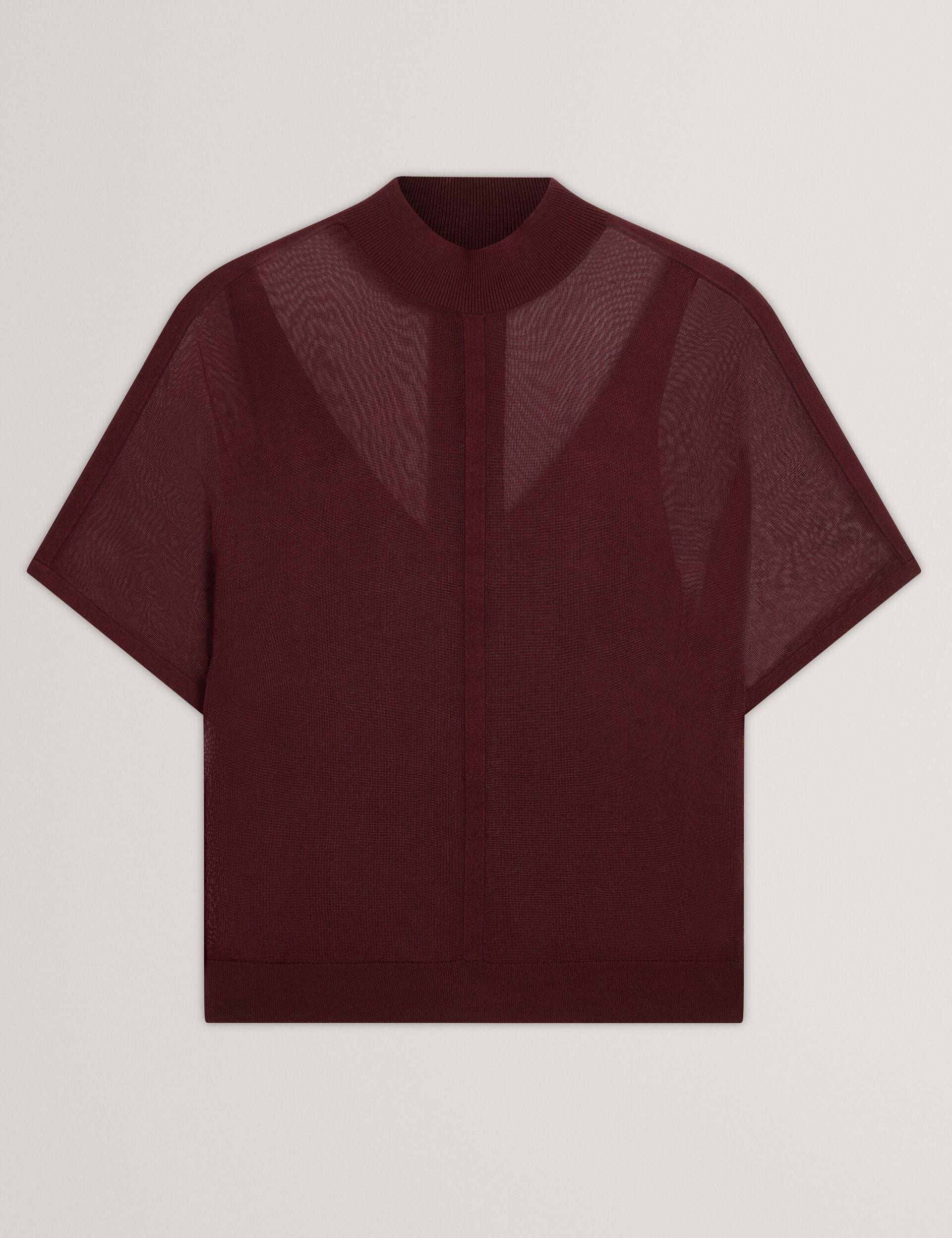 Ted Baker Ibissa Sheer Panel Knit Short Sleeve Top Women's